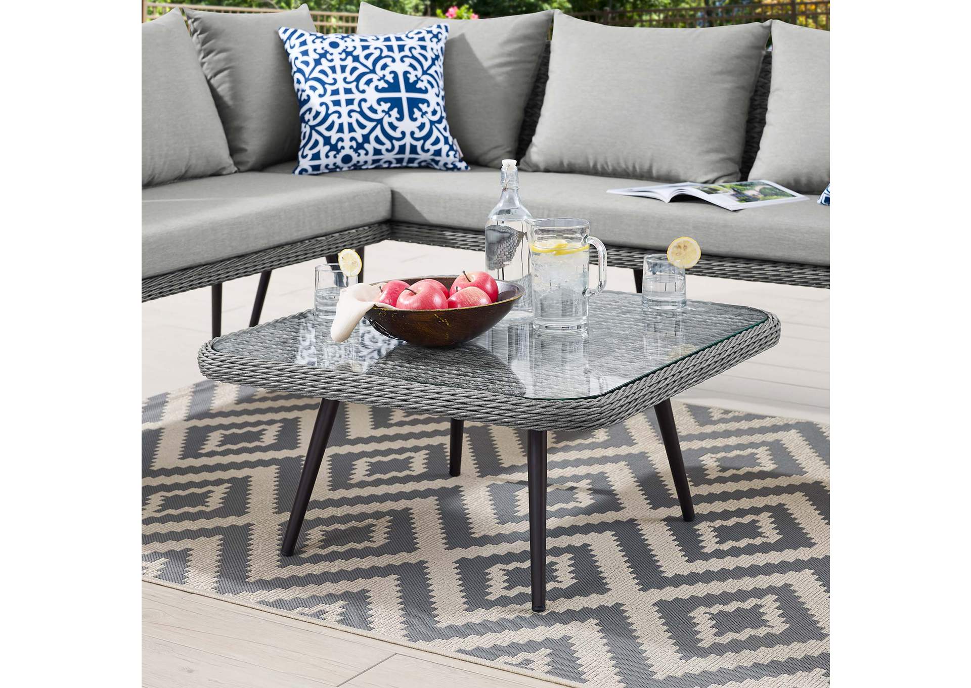 Endeavor Outdoor Patio Wicker Rattan Square Coffee Table,Modway