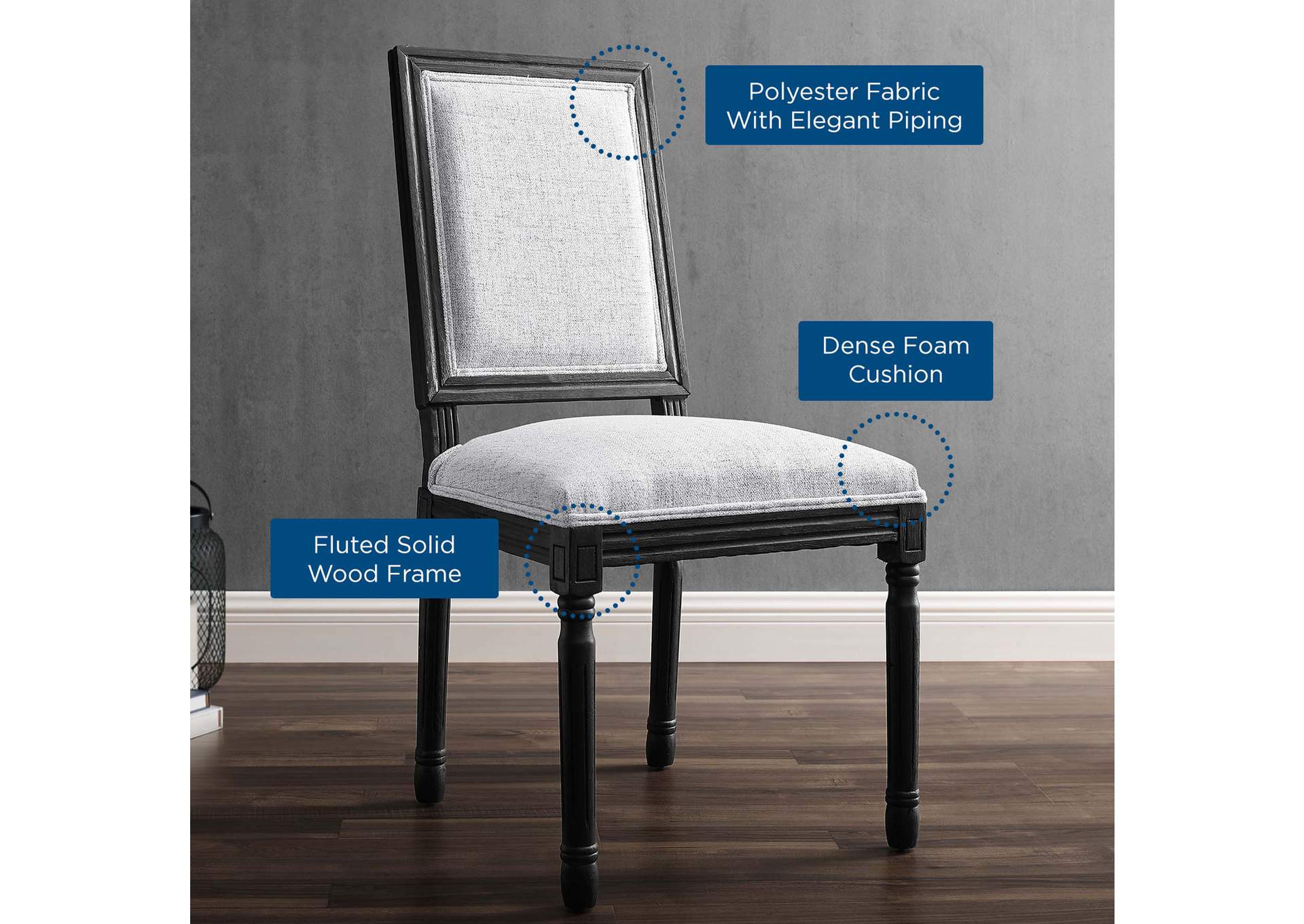 Court French Vintage Upholstered Fabric Dining Side Chair,Modway