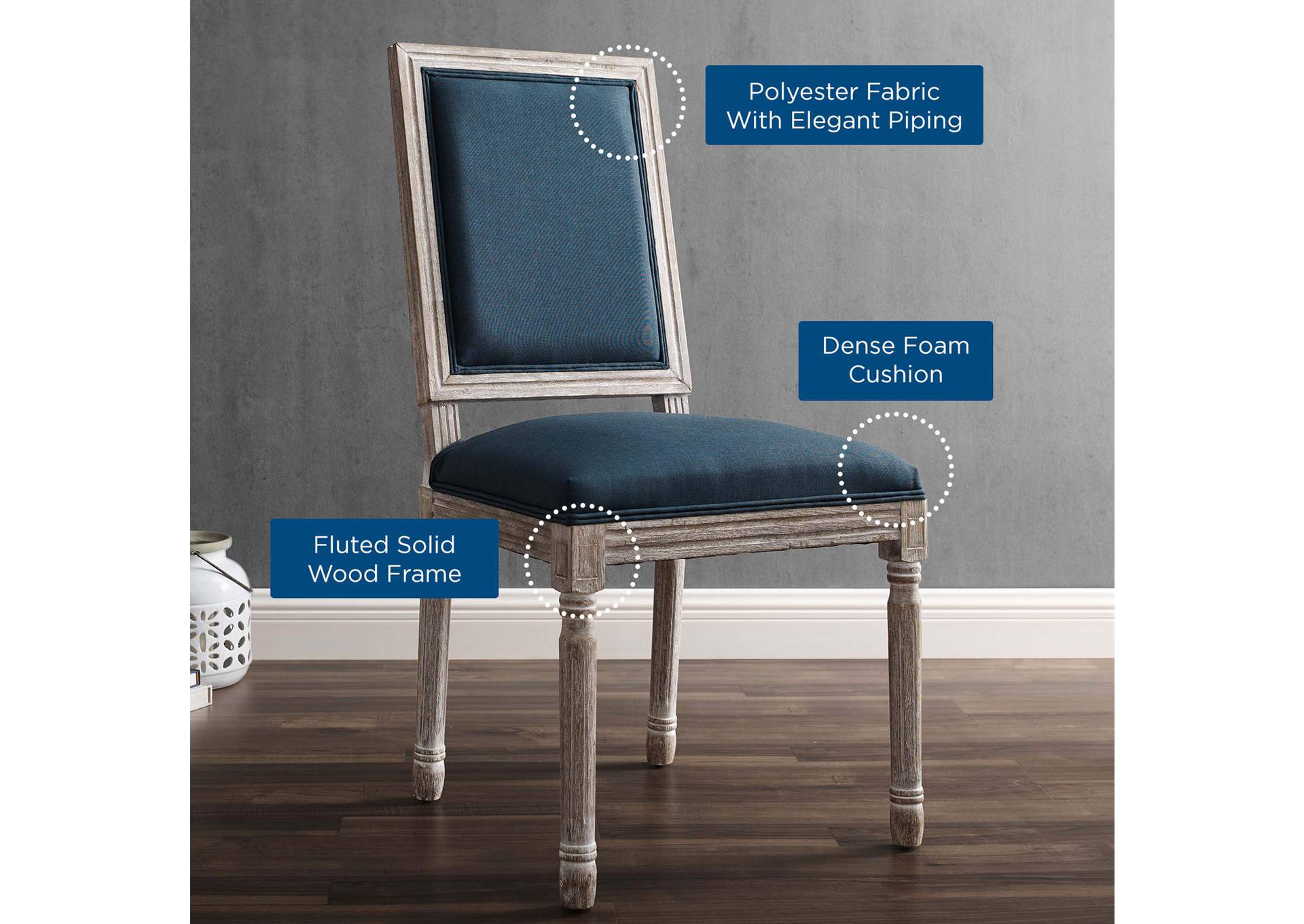 Court French Vintage Upholstered Fabric Dining Side Chair,Modway