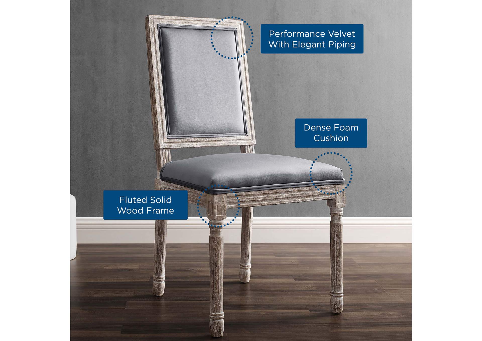 Court French Vintage Performance Velvet Dining Side Chair,Modway