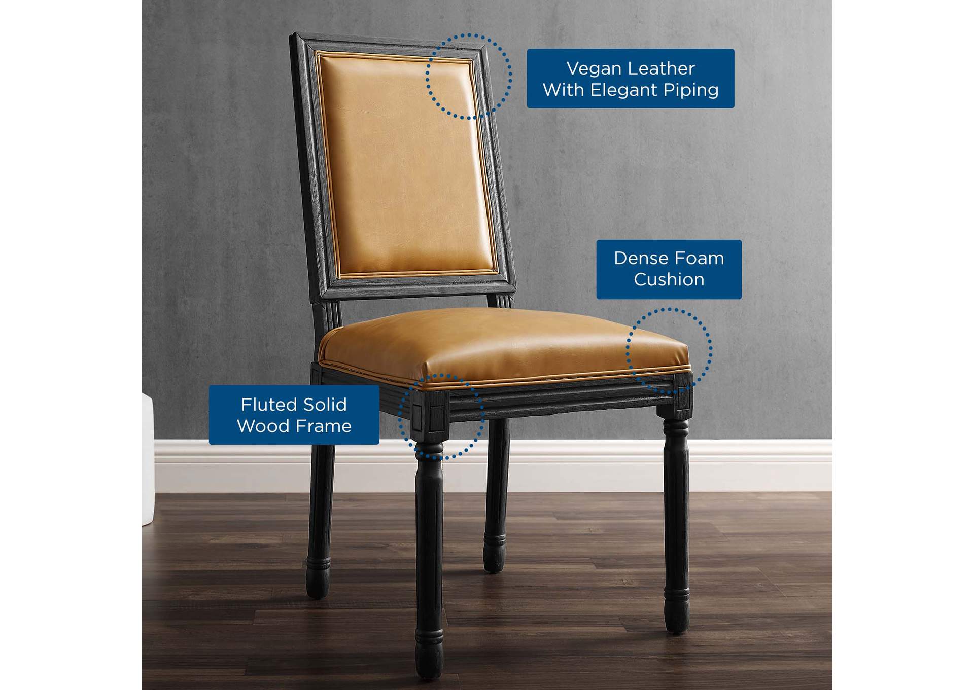 Court French Vintage Vegan Leather Dining Side Chair,Modway