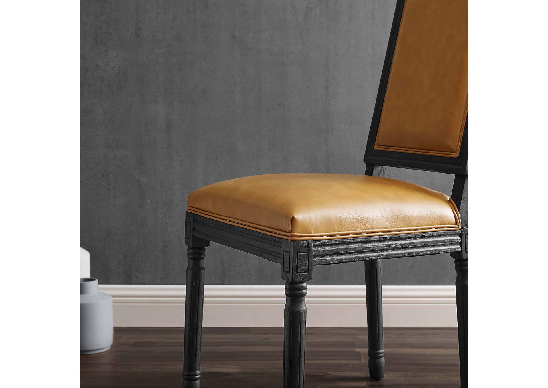 Court French Vintage Vegan Leather Dining Side Chair,Modway