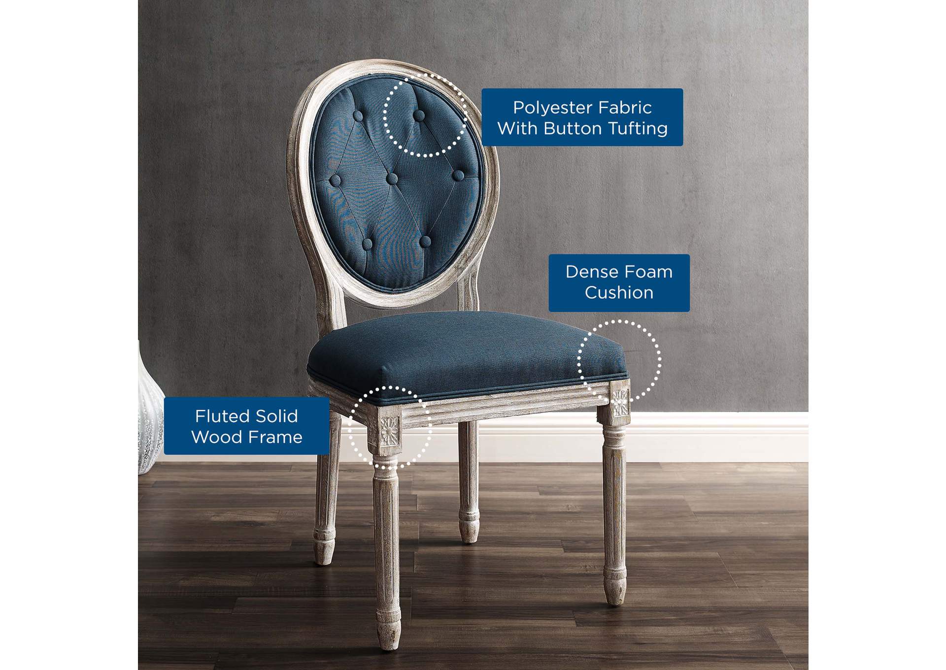 Arise Vintage French Upholstered Fabric Dining Side Chair,Modway
