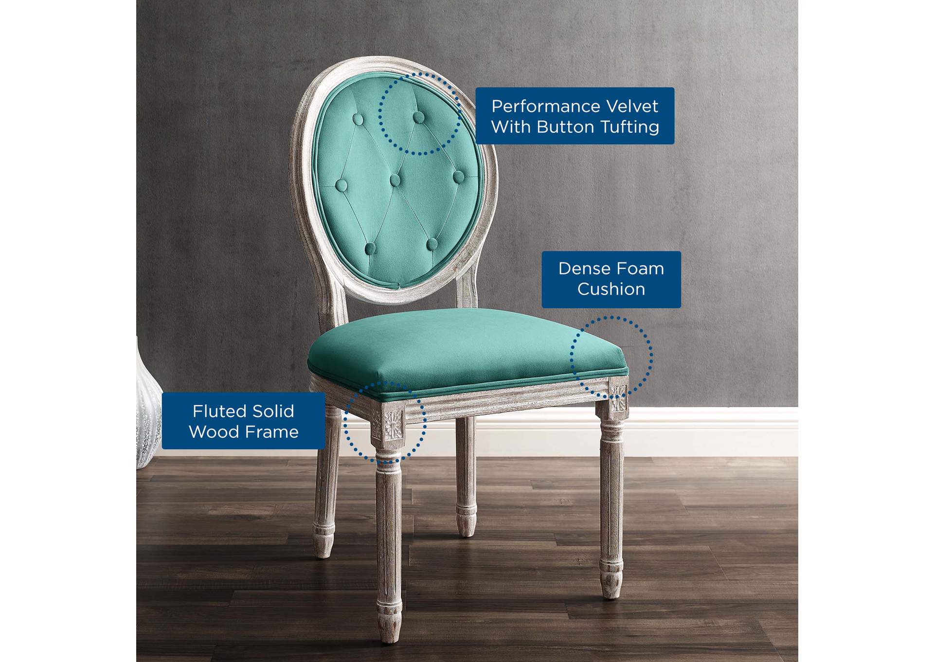 Arise Vintage French Performance Velvet Dining Side Chair,Modway