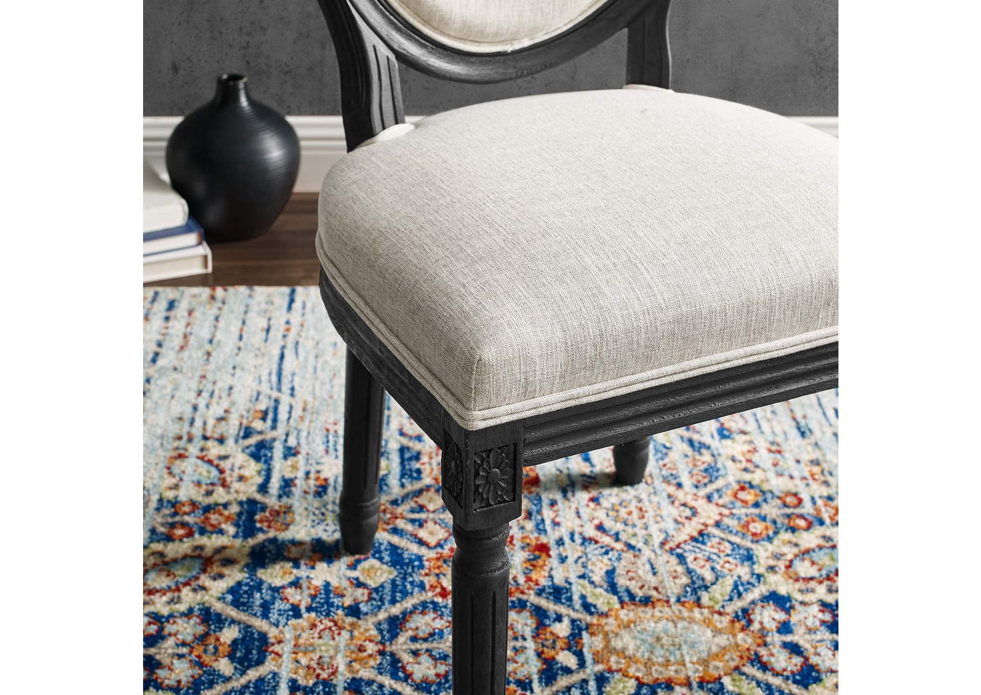 Emanate Vintage French Upholstered Fabric Dining Side Chair,Modway