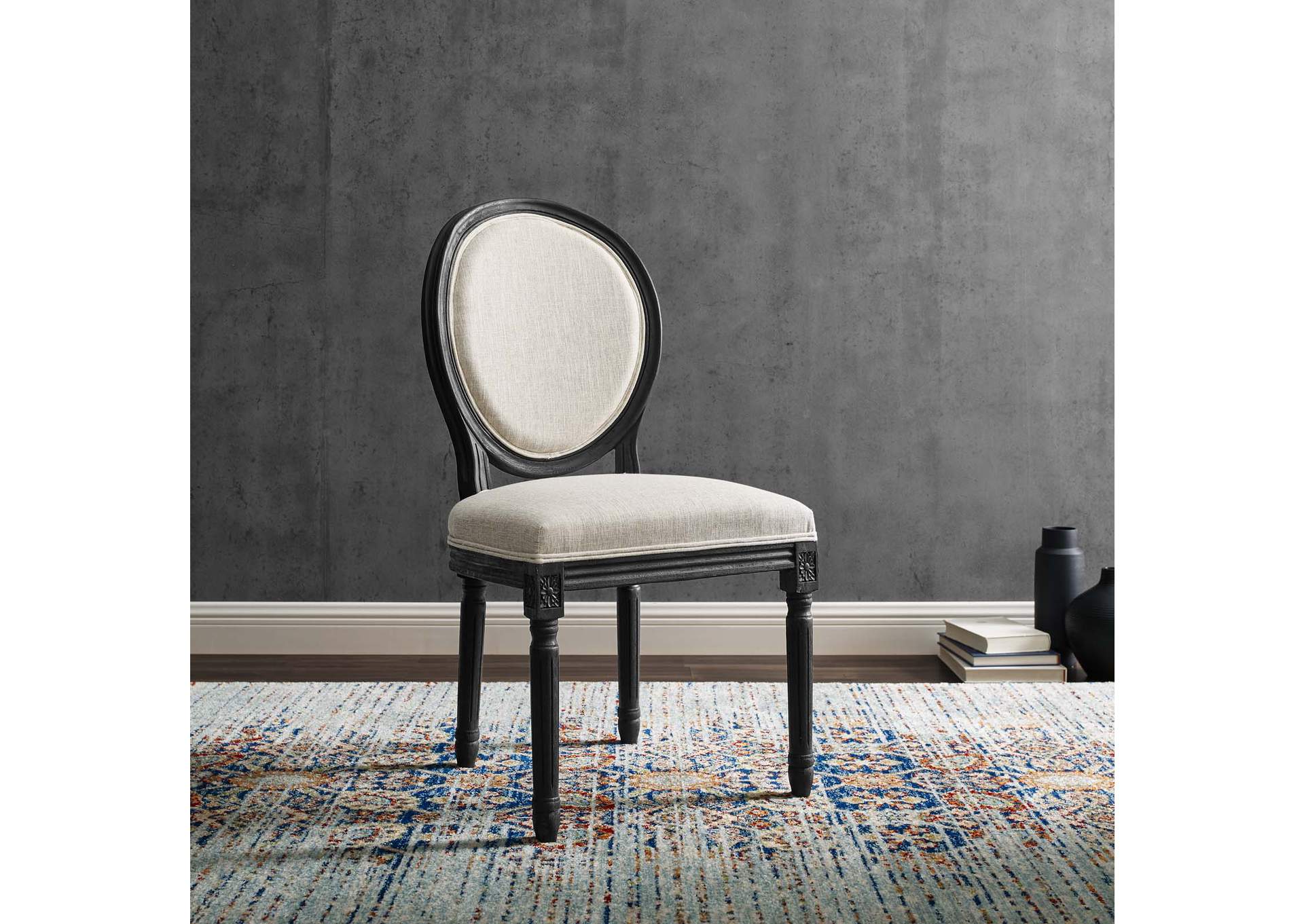 Emanate Vintage French Upholstered Fabric Dining Side Chair,Modway