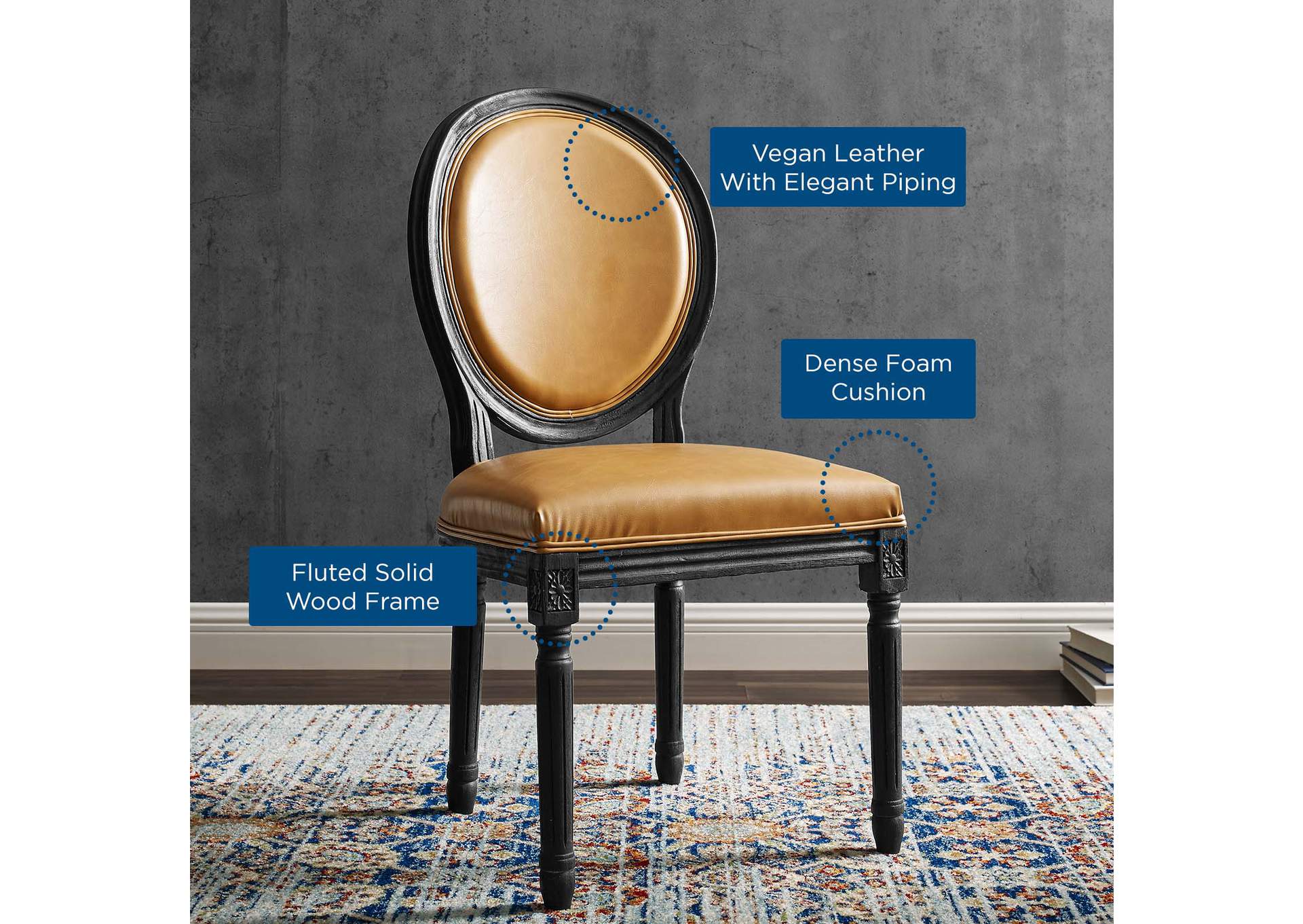 Emanate Vintage French Vegan Leather Dining Side Chair,Modway