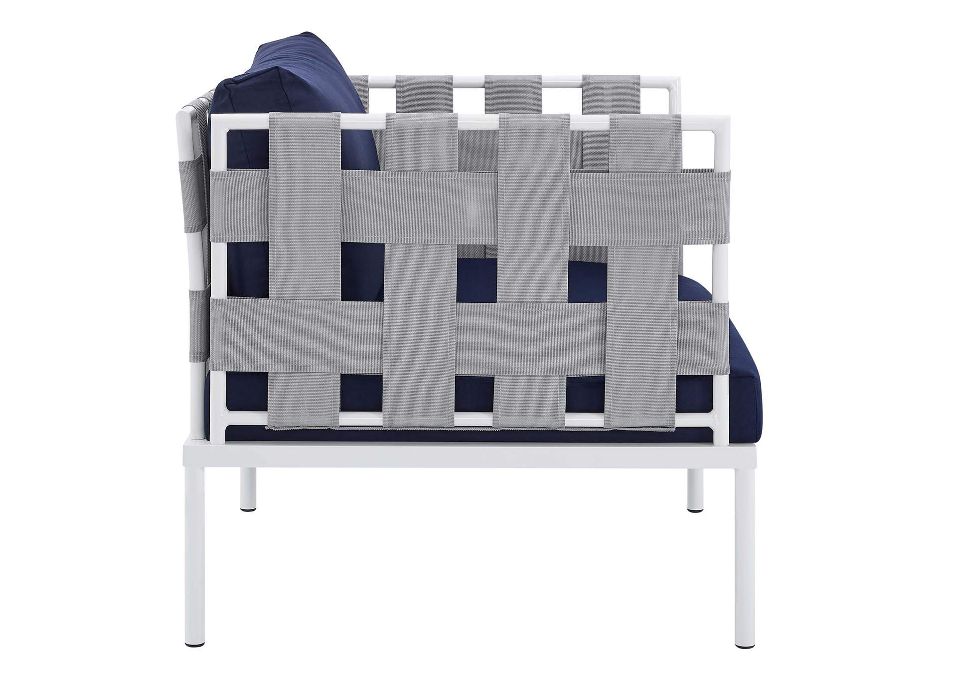 Gray Navy Harmony 3-Piece Sunbrella,Modway