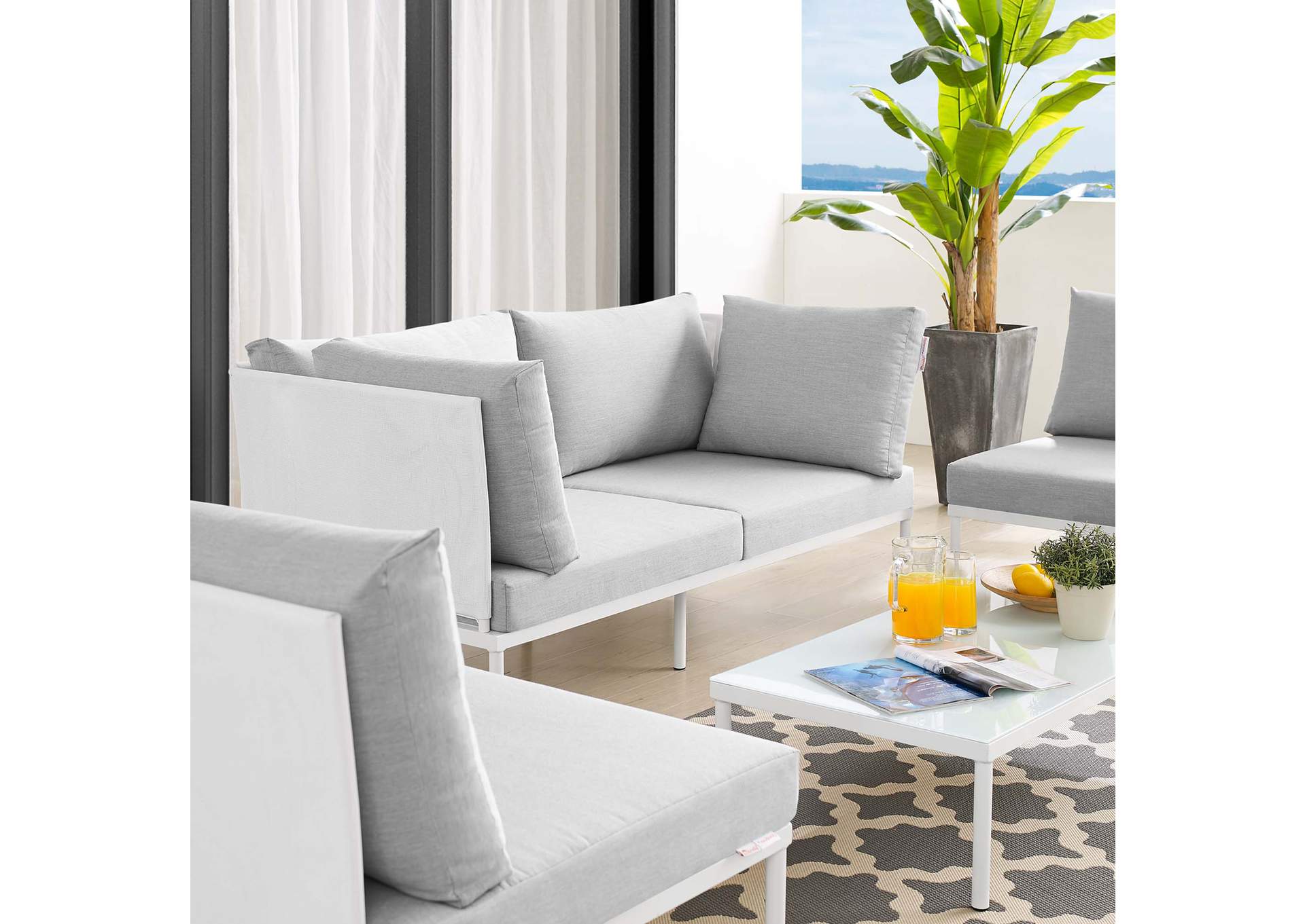 White Gray Harmony 4-Piece Sunbrella,Modway