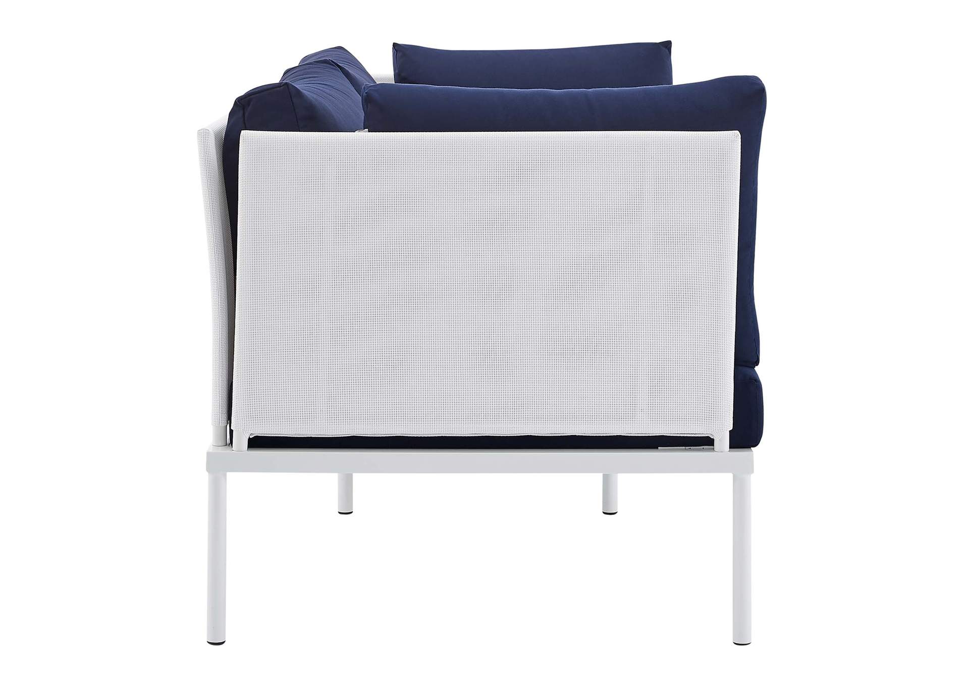 White Navy Harmony 4-Piece Sunbrella,Modway