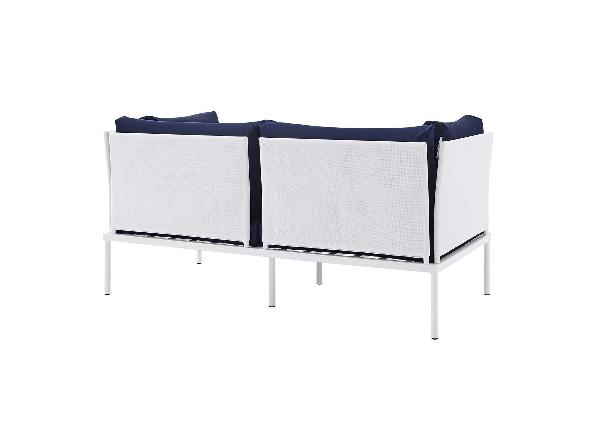 White Navy Harmony 4-Piece Sunbrella,Modway