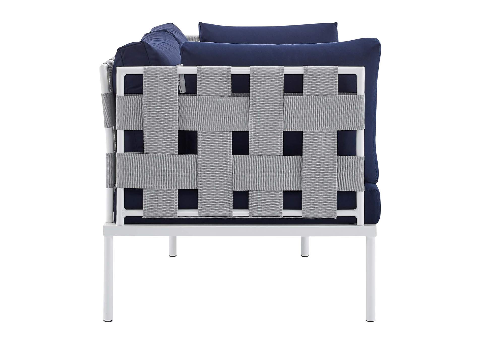 Gray Navy Harmony 4-Piece Sunbrella,Modway