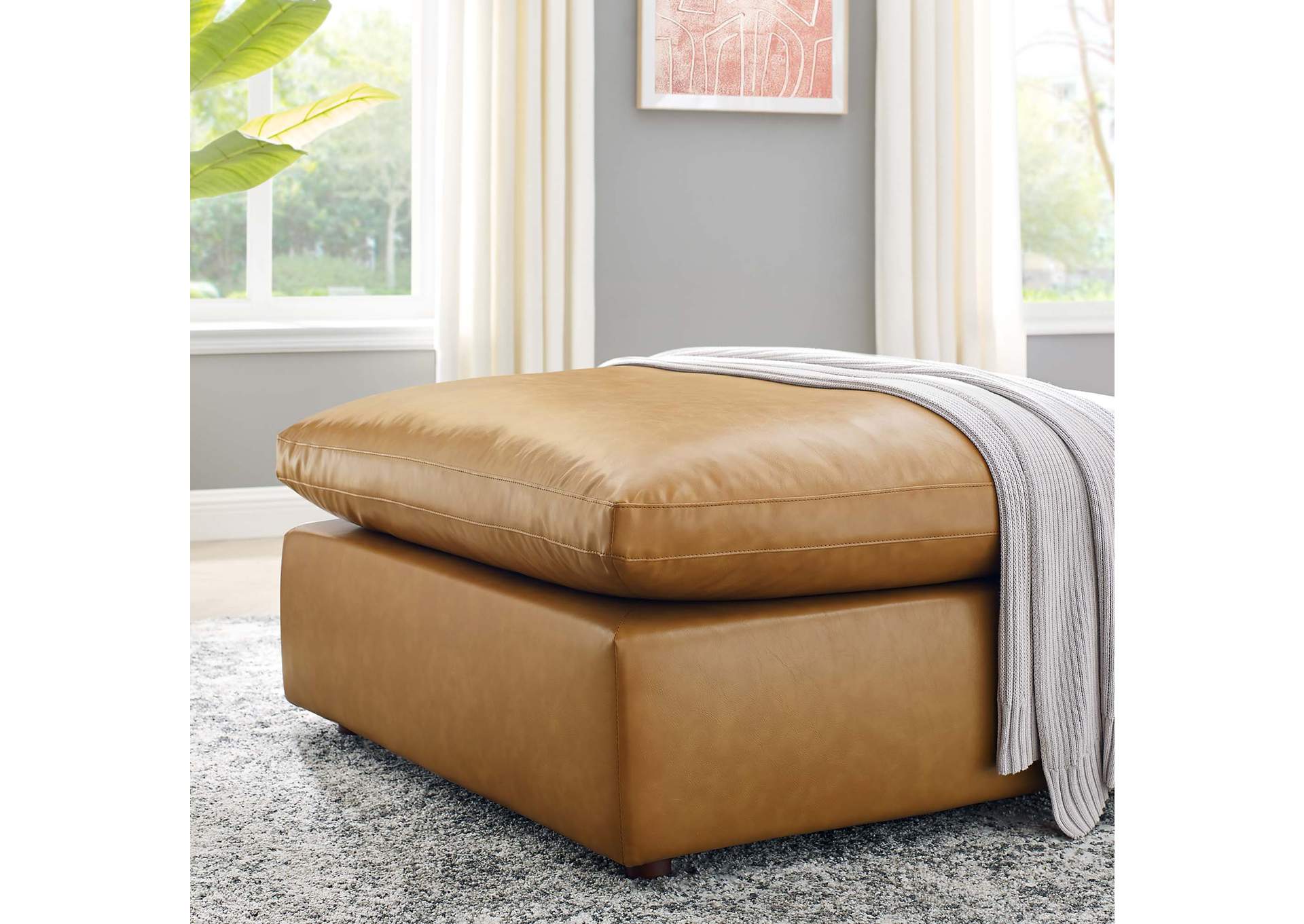 Commix Down Filled Overstuffed Vegan Leather Ottoman,Modway