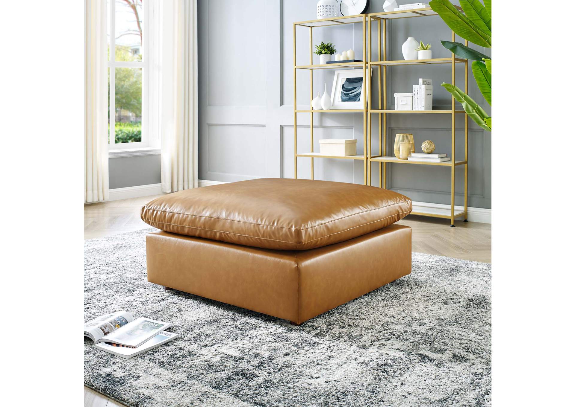 Commix Down Filled Overstuffed Vegan Leather Ottoman,Modway