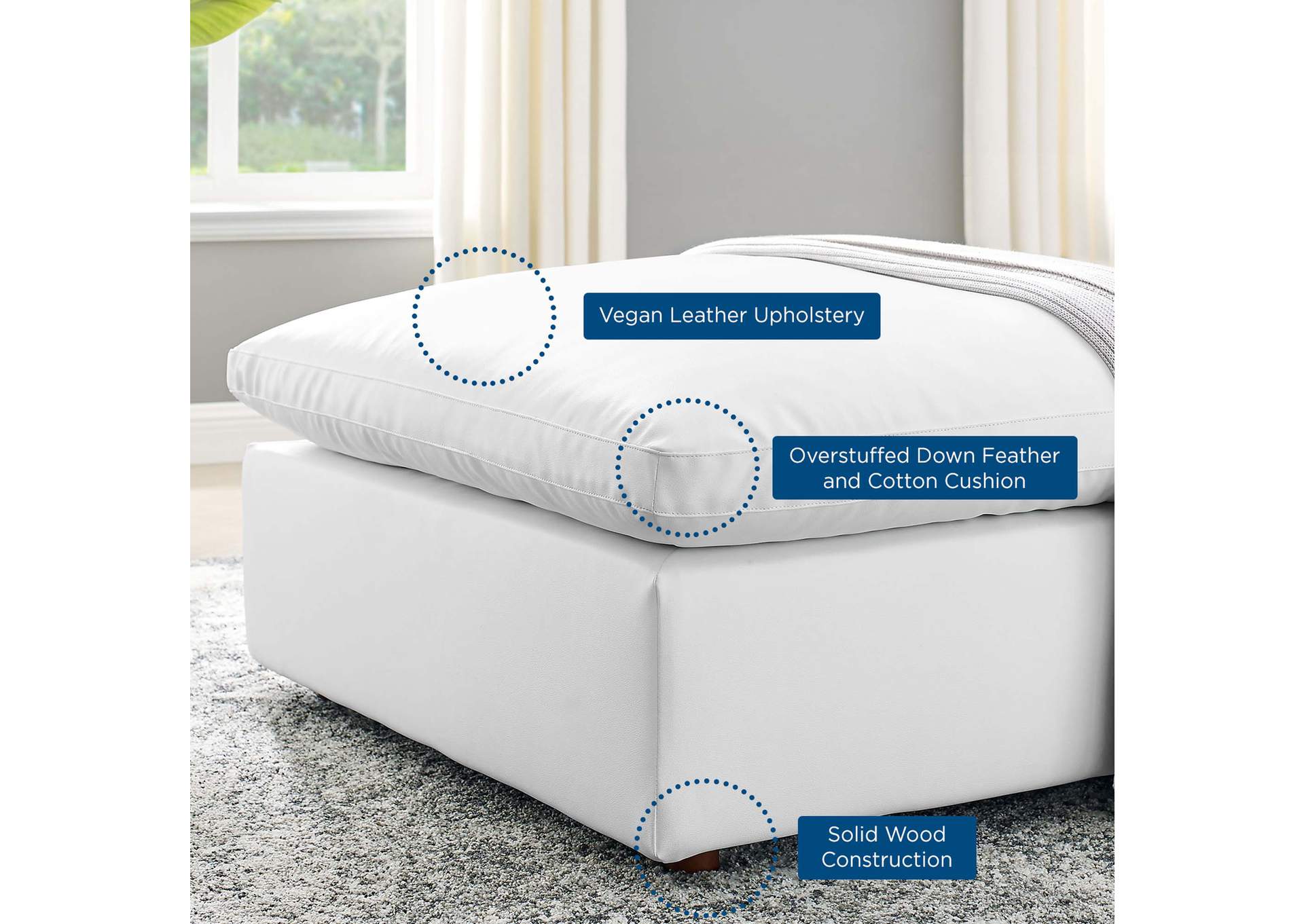 Commix Down Filled Overstuffed Vegan Leather Ottoman,Modway