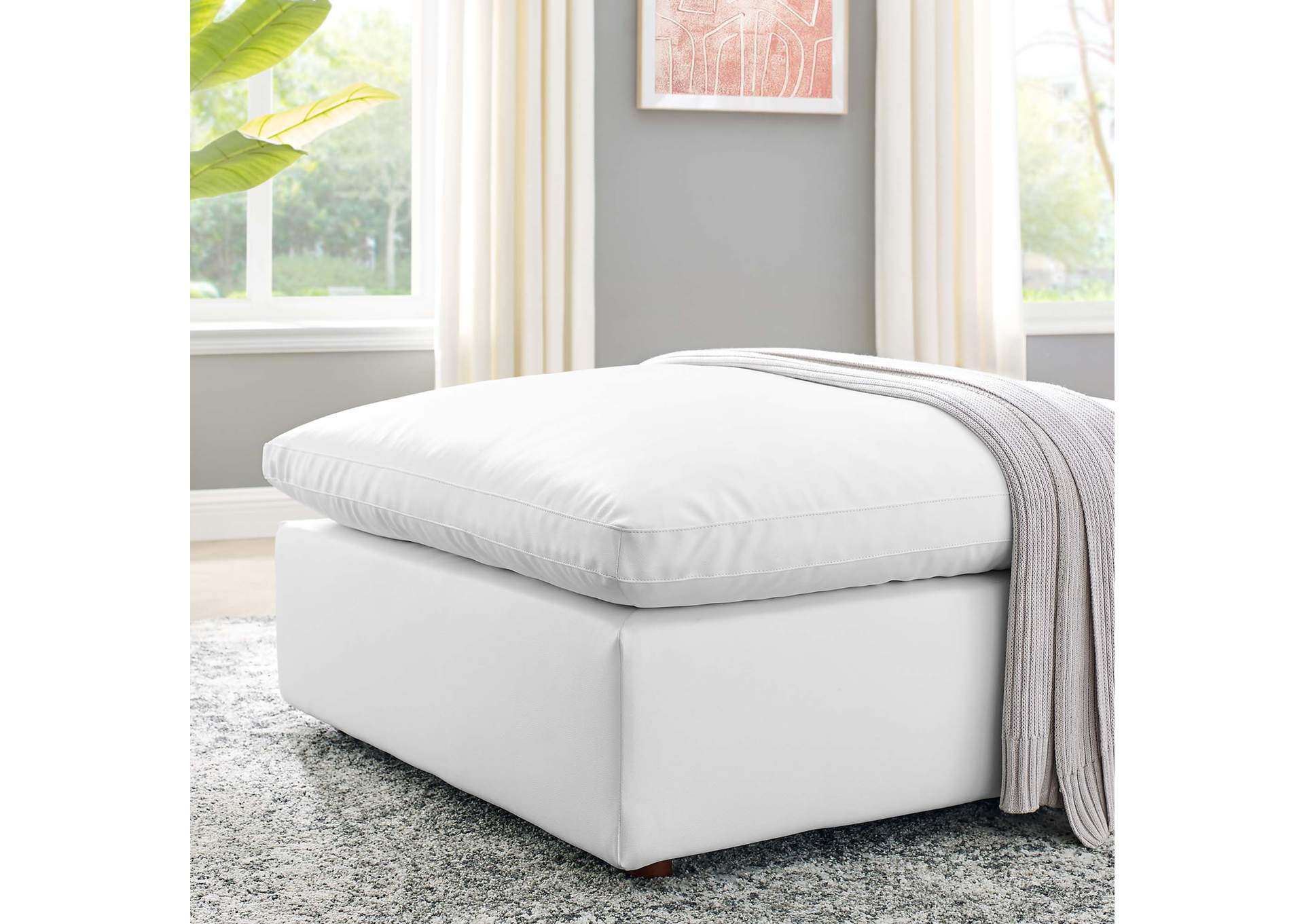 Commix Down Filled Overstuffed Vegan Leather Ottoman,Modway
