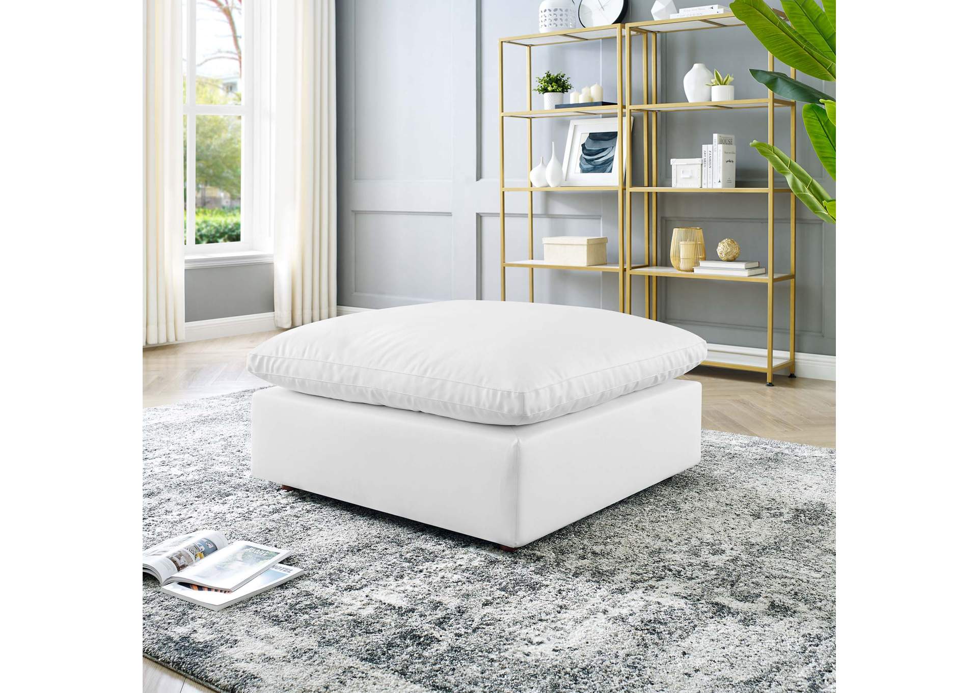 Commix Down Filled Overstuffed Vegan Leather Ottoman,Modway