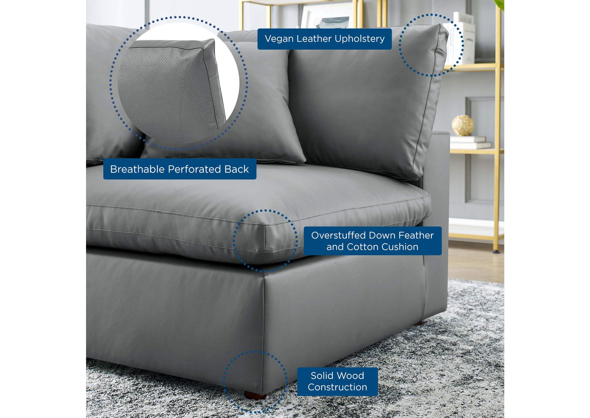 Commix Down Filled Overstuffed Vegan Leather Corner Chair,Modway