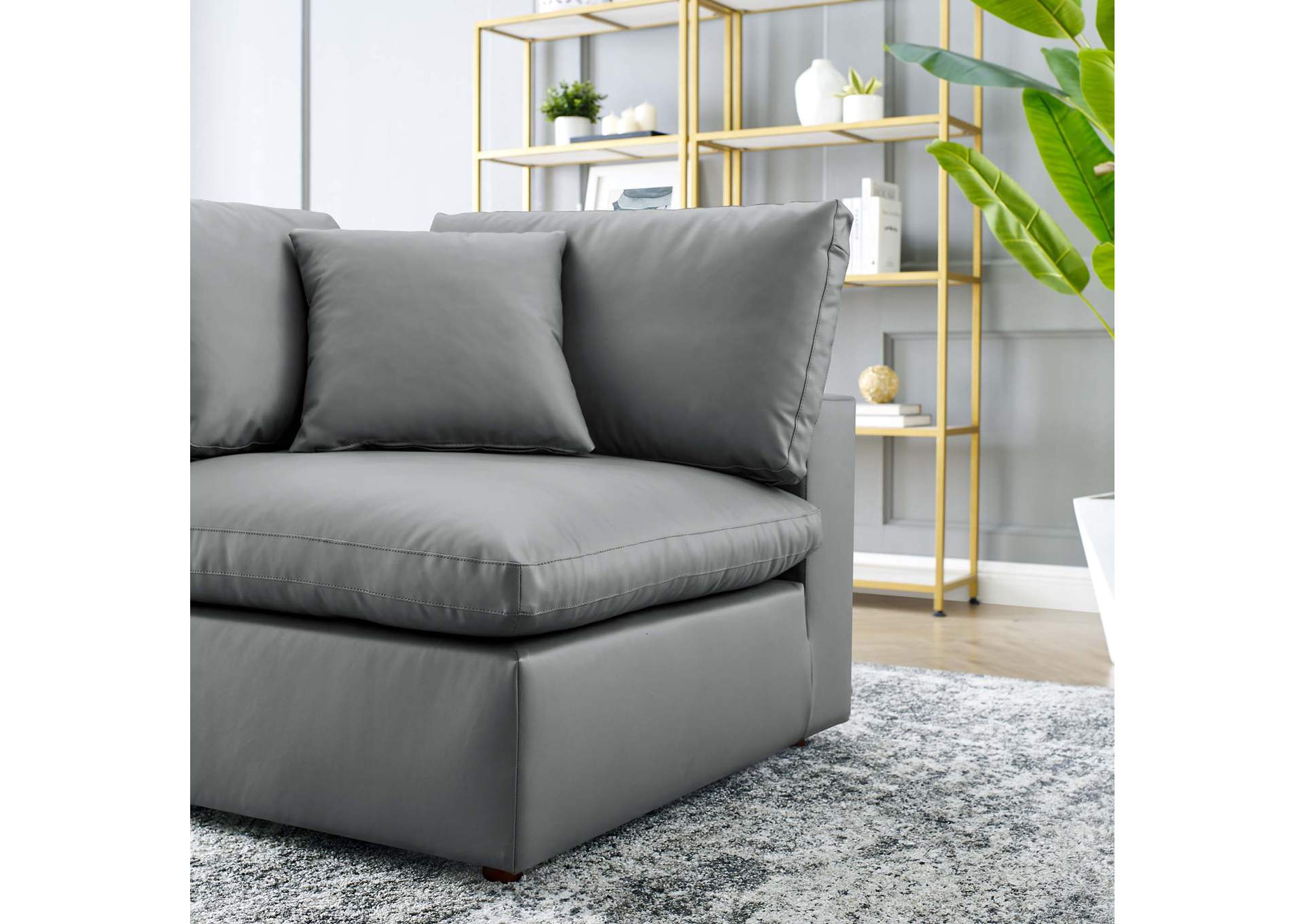 Commix Down Filled Overstuffed Vegan Leather Corner Chair,Modway