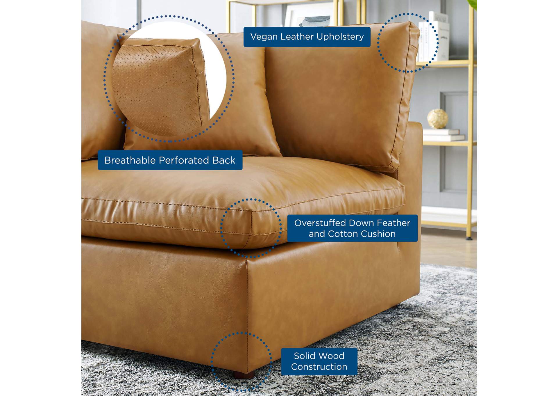 Commix Down Filled Overstuffed Vegan Leather Corner Chair,Modway