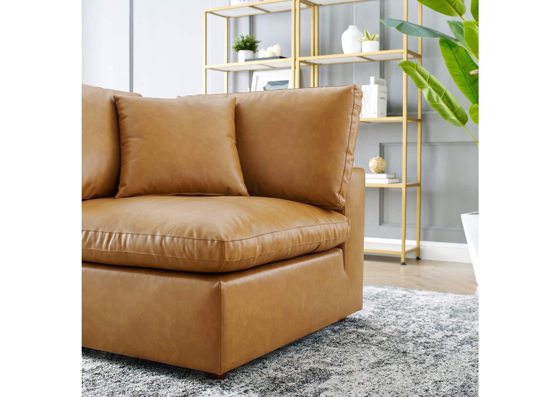 Commix Down Filled Overstuffed Vegan Leather Corner Chair,Modway