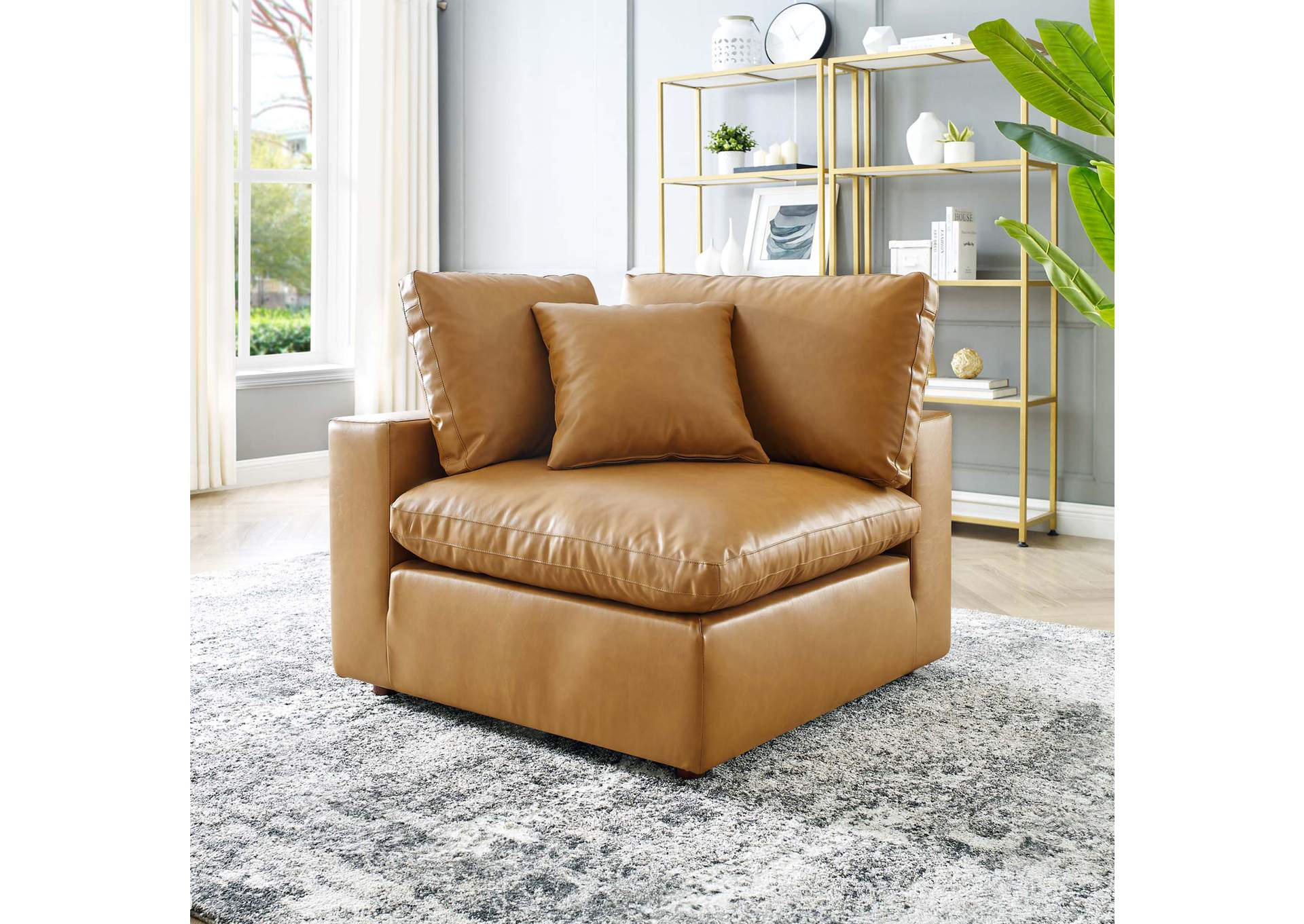 Commix Down Filled Overstuffed Vegan Leather Corner Chair,Modway