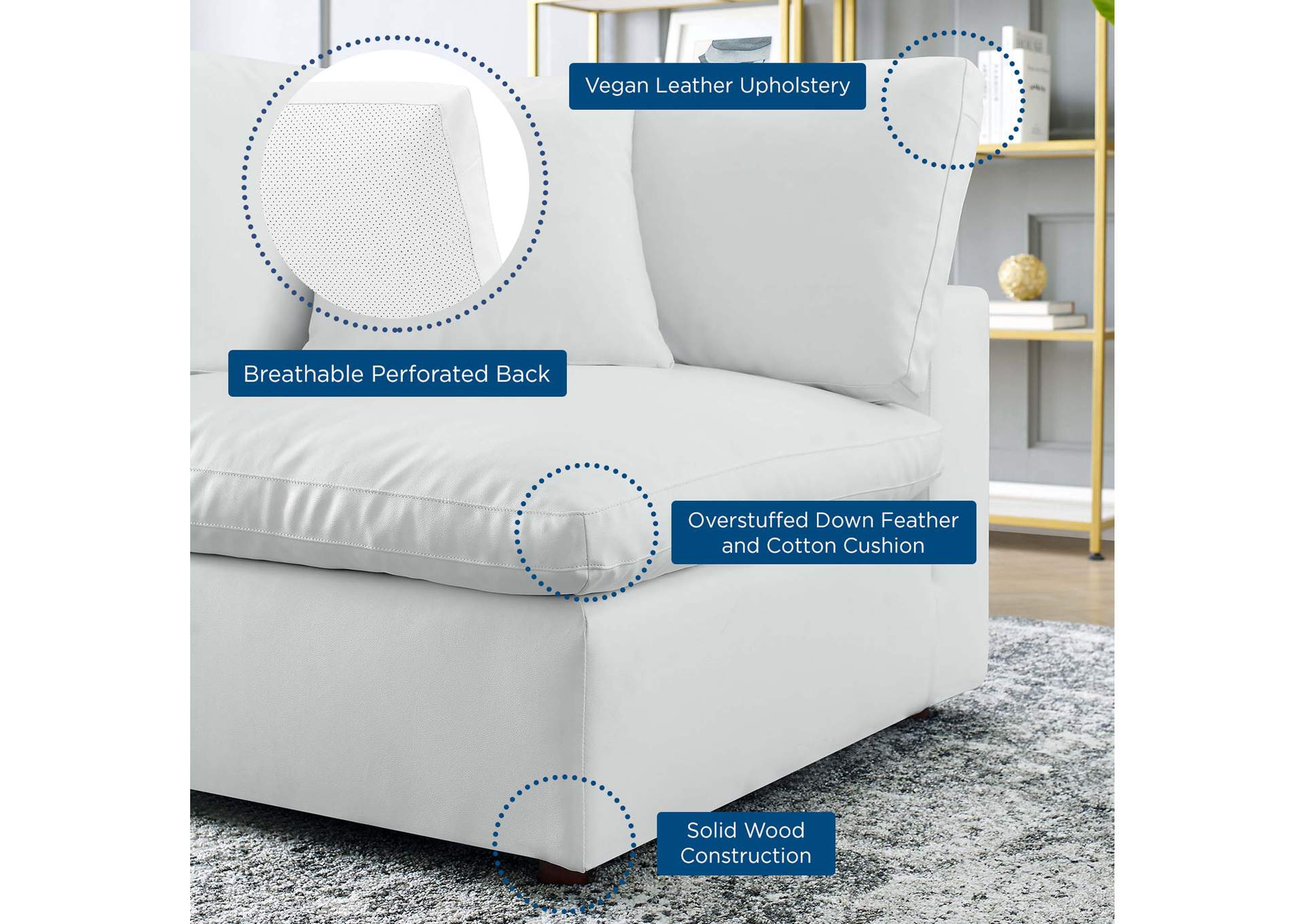 Commix Down Filled Overstuffed Vegan Leather Corner Chair,Modway