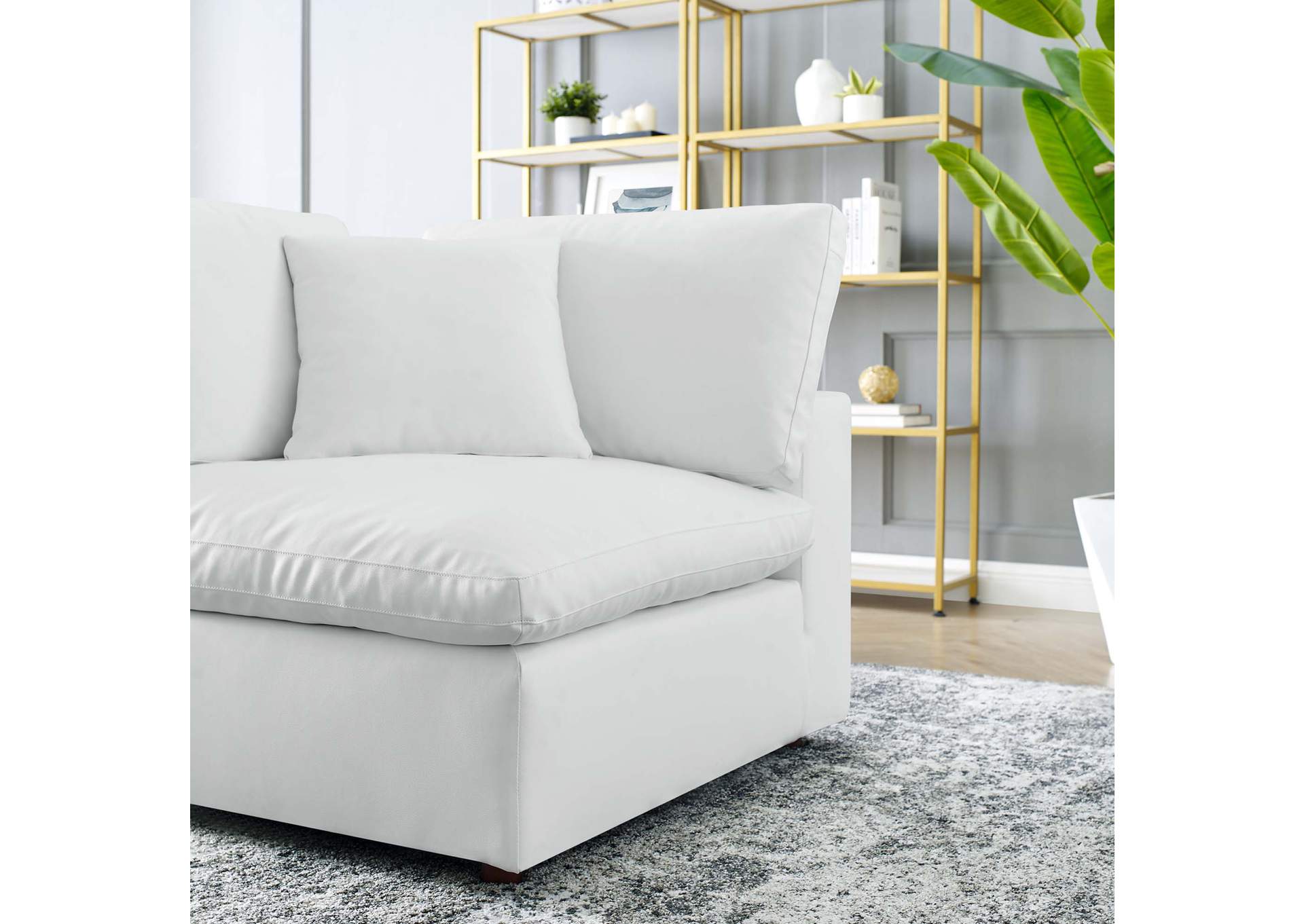 Commix Down Filled Overstuffed Vegan Leather Corner Chair,Modway