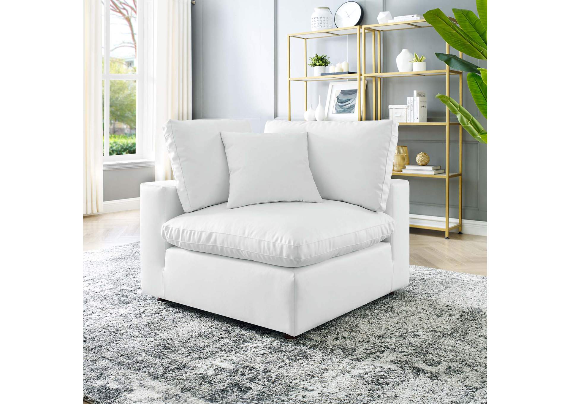 Commix Down Filled Overstuffed Vegan Leather Corner Chair,Modway