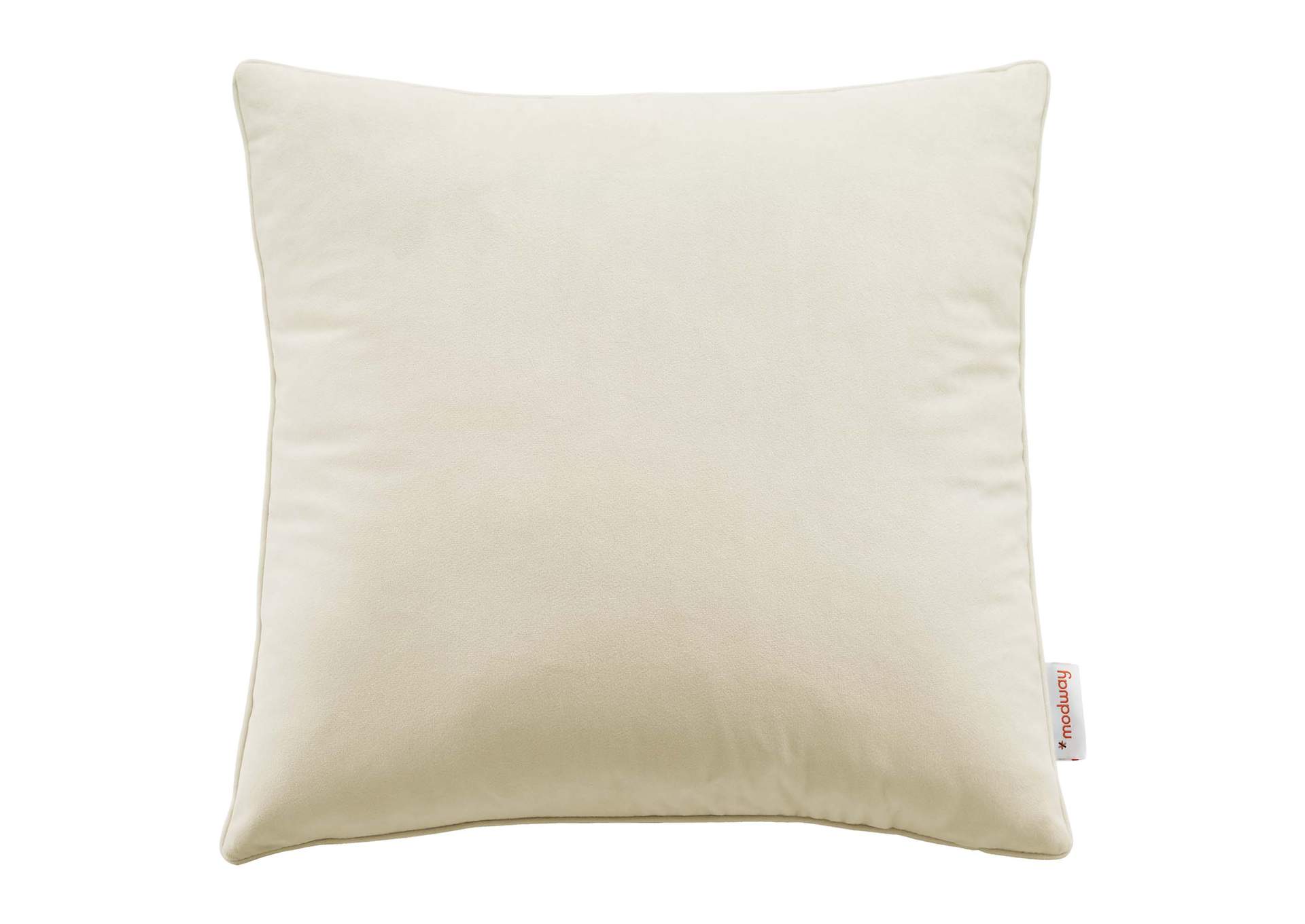 Ivory Enhance 18" Performance Velvet Throw Pillow,Modway