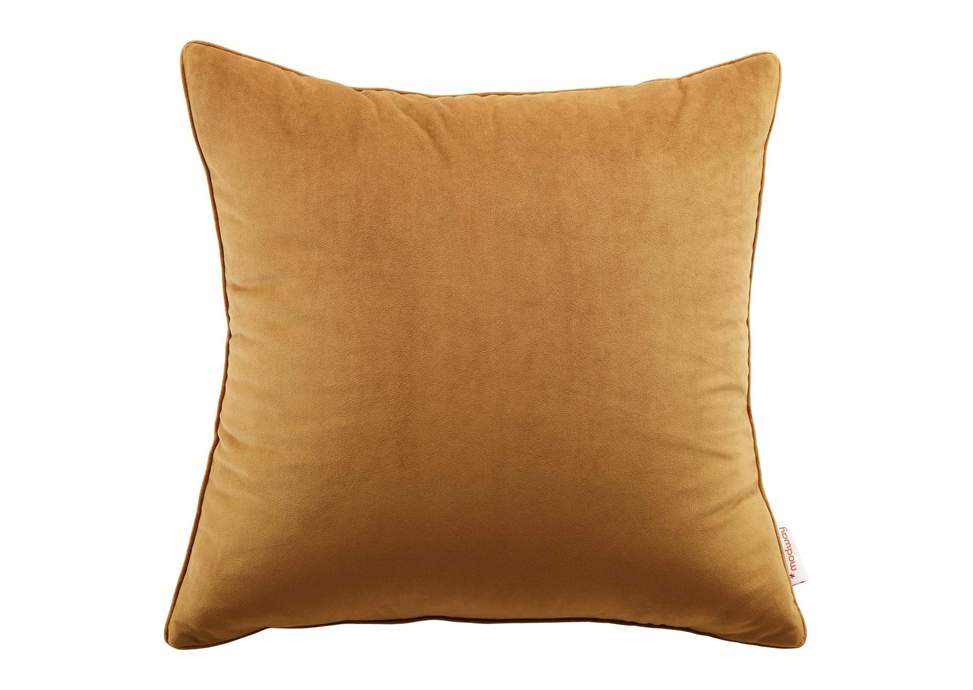 Cognac Enhance 20" Performance Velvet Throw Pillow,Modway