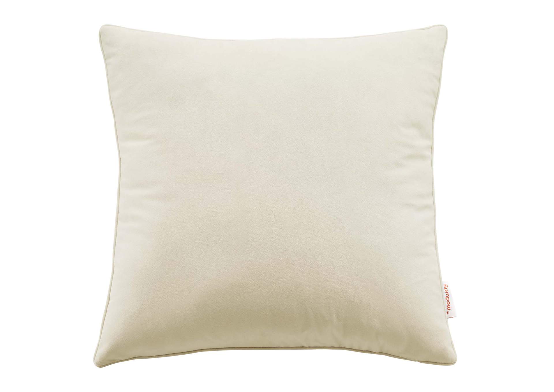 Ivory Enhance 20" Performance Velvet Throw Pillow,Modway