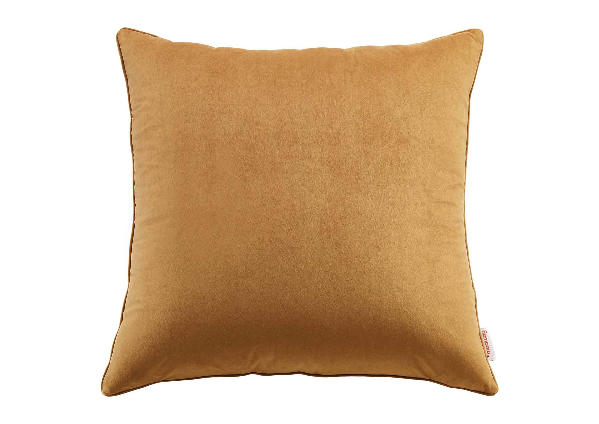 Cognac Enhance 24" Performance Velvet Throw Pillow,Modway