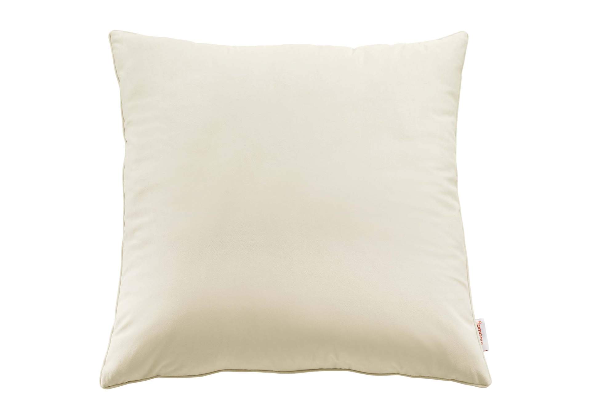 Ivory Enhance 24" Performance Velvet Throw Pillow,Modway