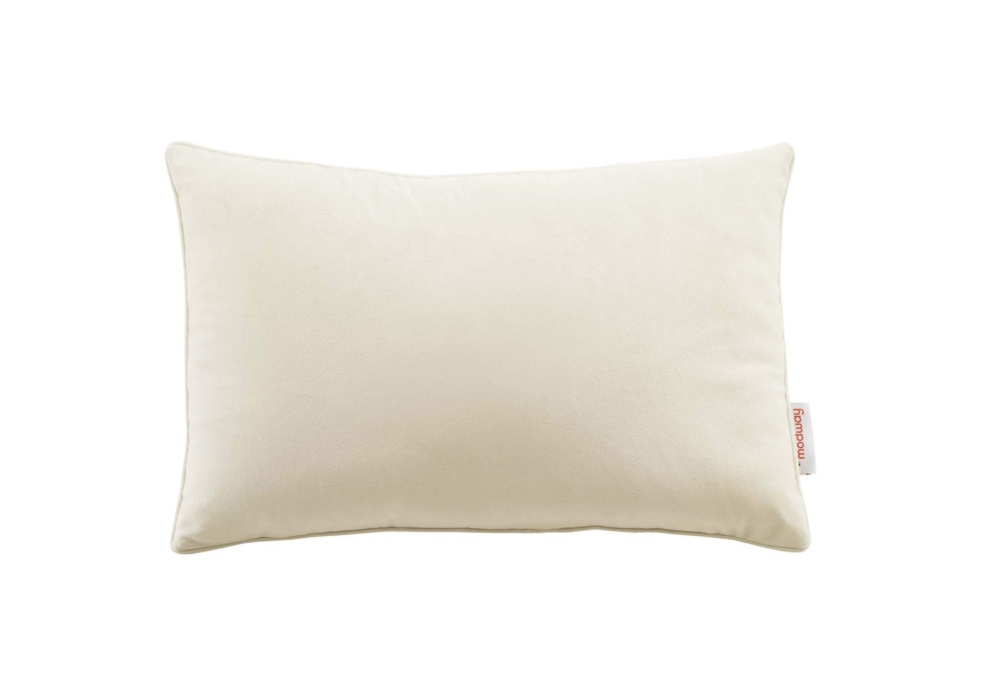 Ivory Enhance 18" Lumbar Performance Velvet Throw Pillow,Modway