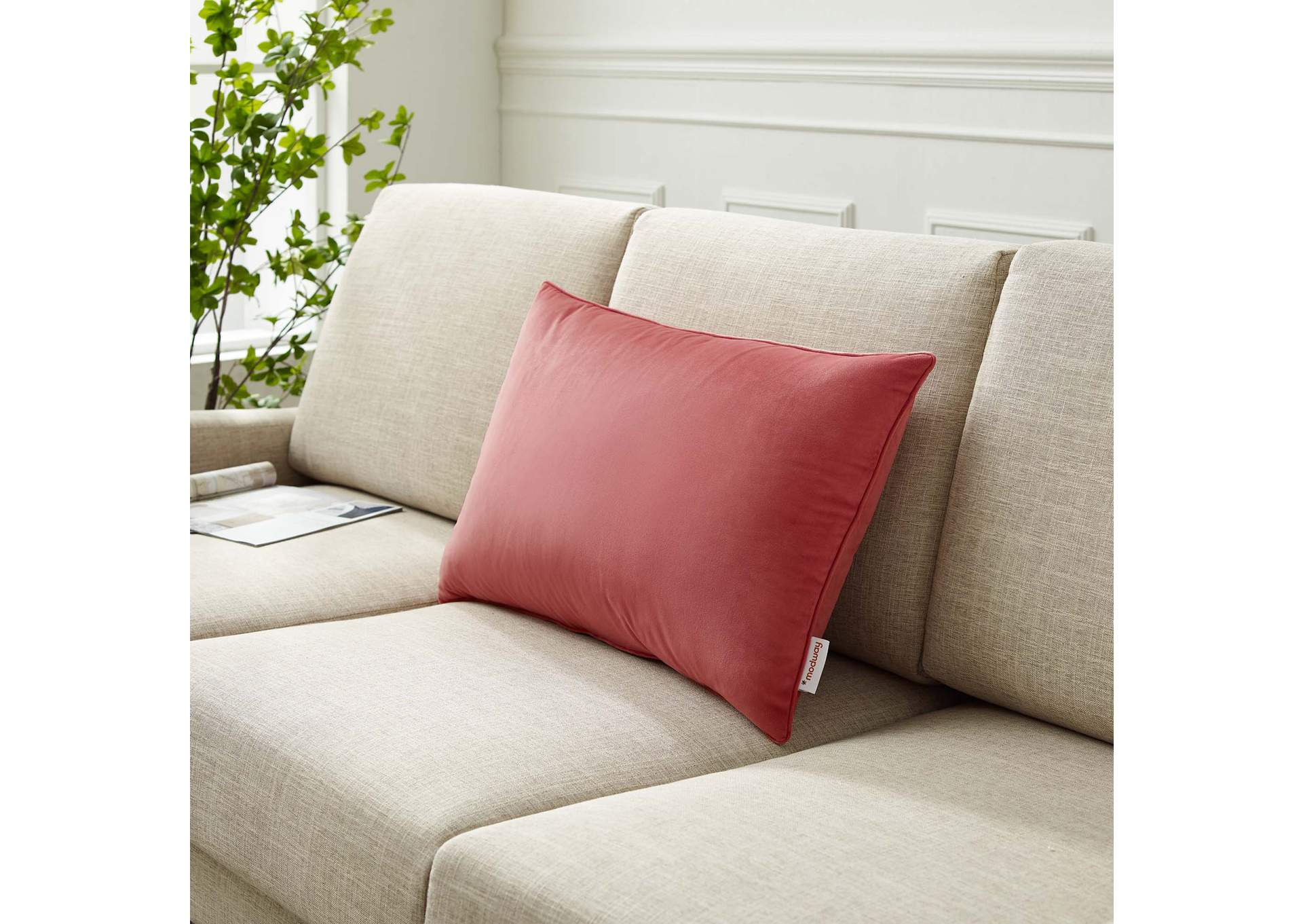 Blossom Enhance 24" Lumbar Performance Velvet Throw Pillow,Modway