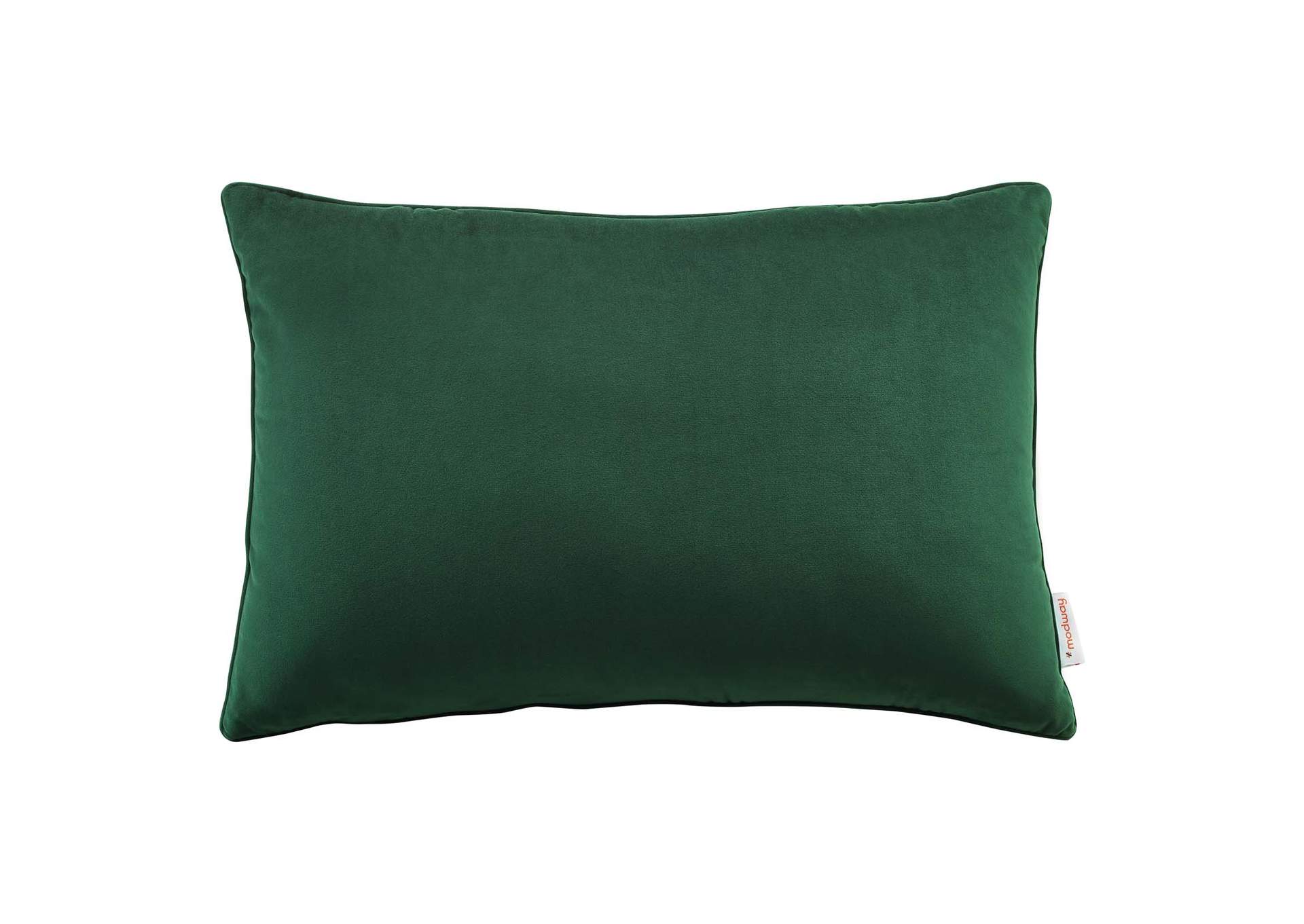 Green Enhance 24" Lumbar Performance Velvet Throw Pillow,Modway