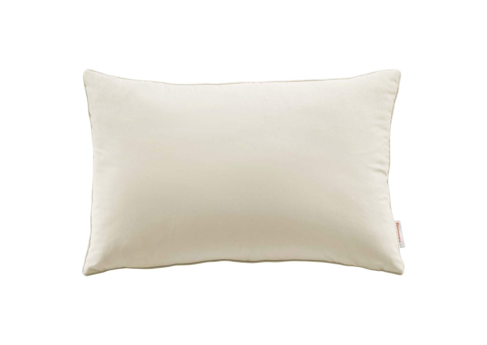 Ivory Enhance 24" Lumbar Performance Velvet Throw Pillow,Modway