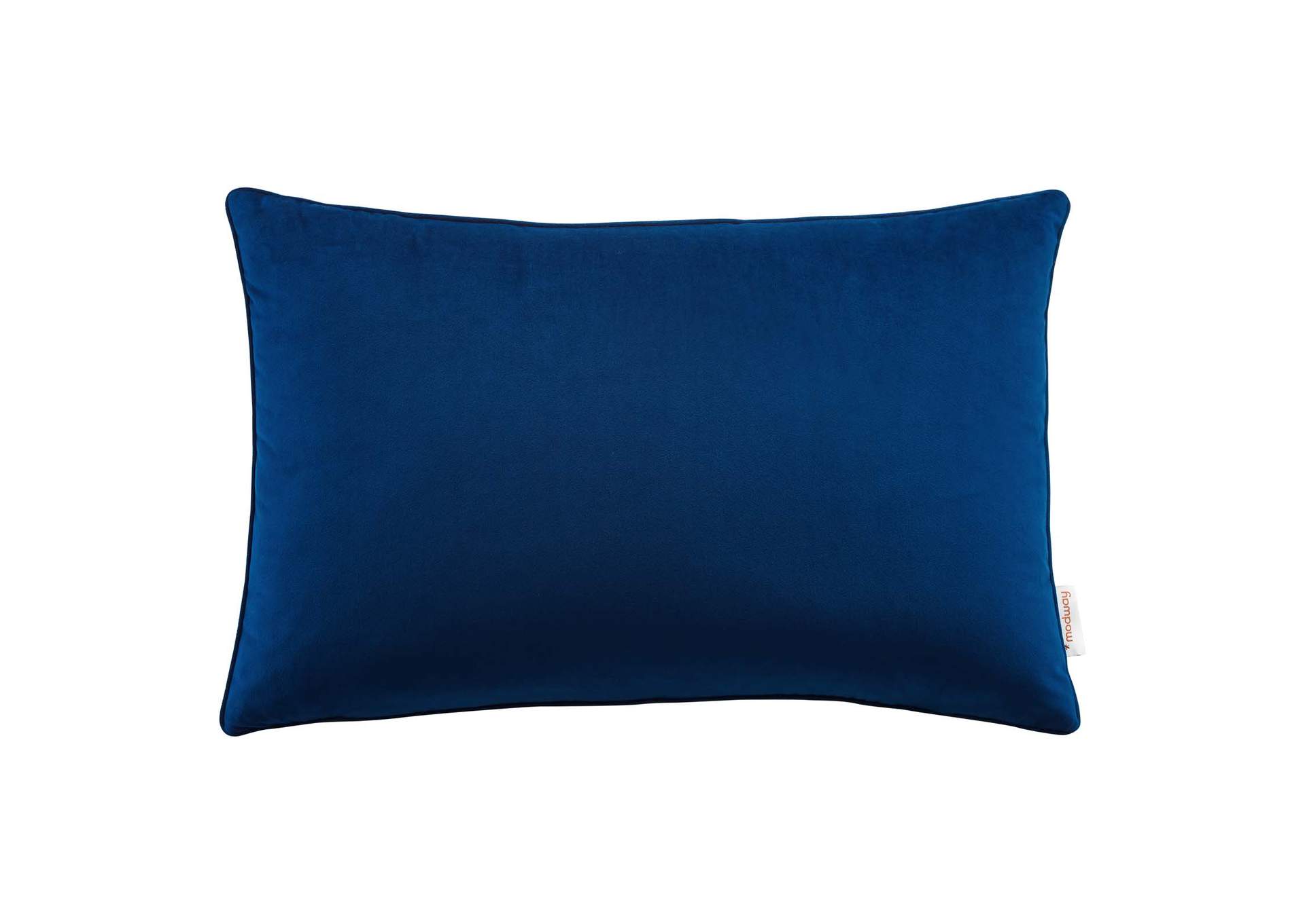 Navy Enhance 24" Lumbar Performance Velvet Throw Pillow,Modway