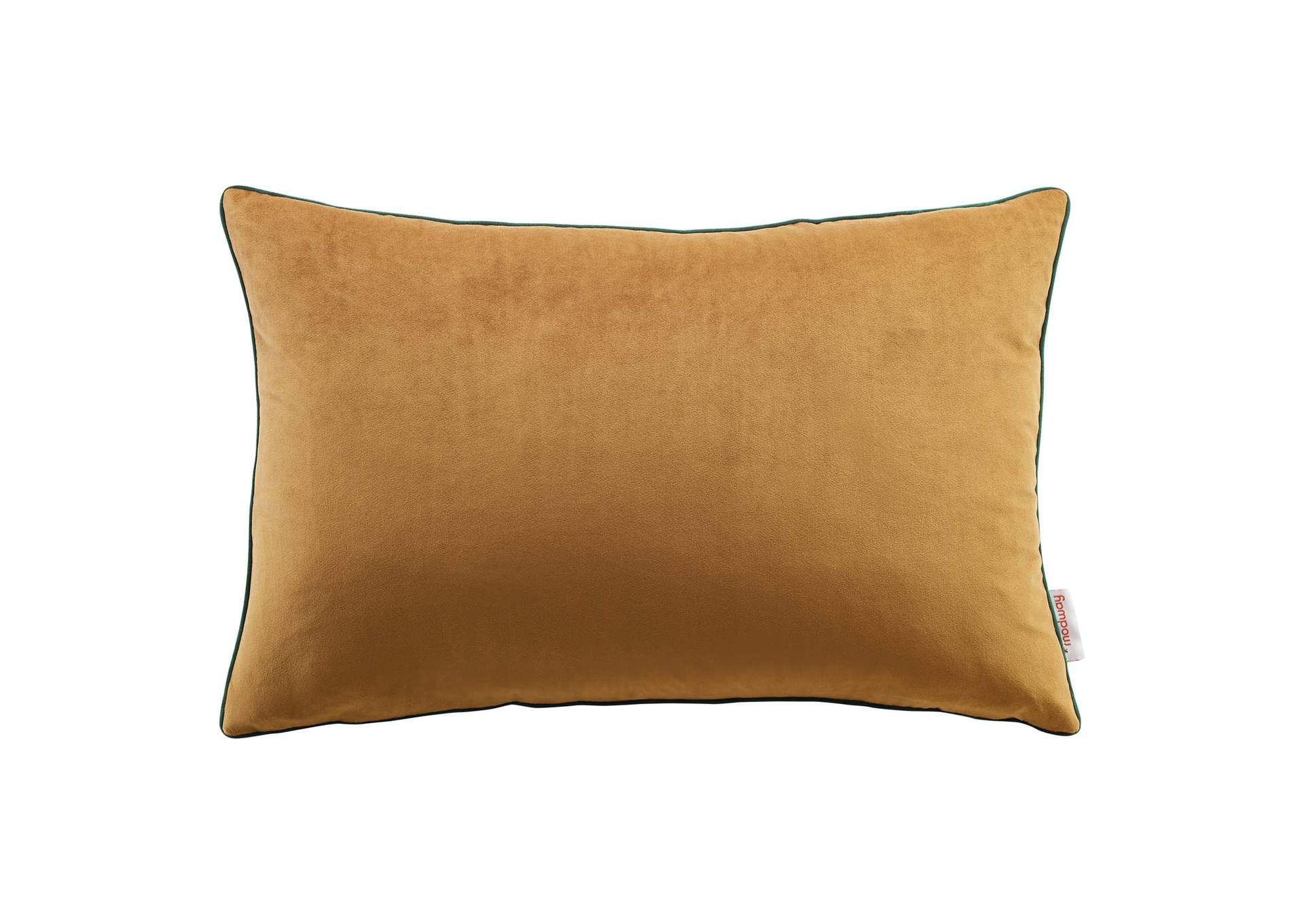 Cognac Green Accentuate 24" Lumbar Performance Velvet Throw Pillow,Modway