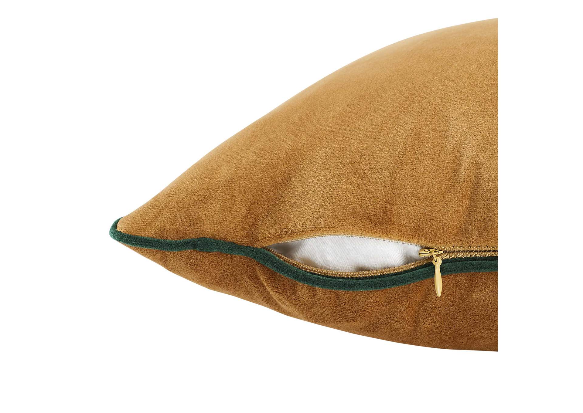 Cognac Green Accentuate 24" Lumbar Performance Velvet Throw Pillow,Modway