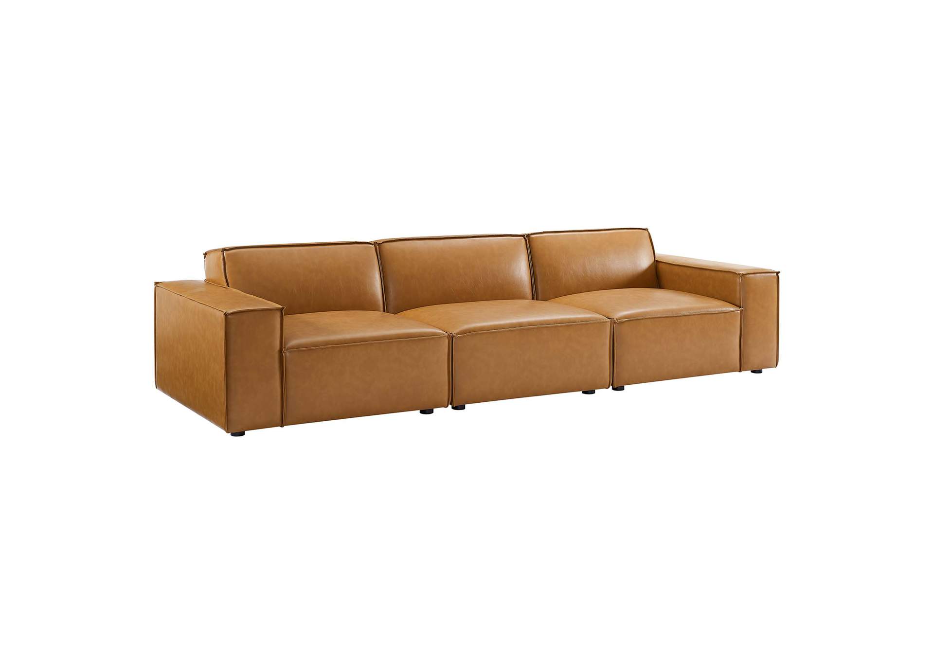 Tan Restore Vegan Leather 3-Piece Sofa,Modway
