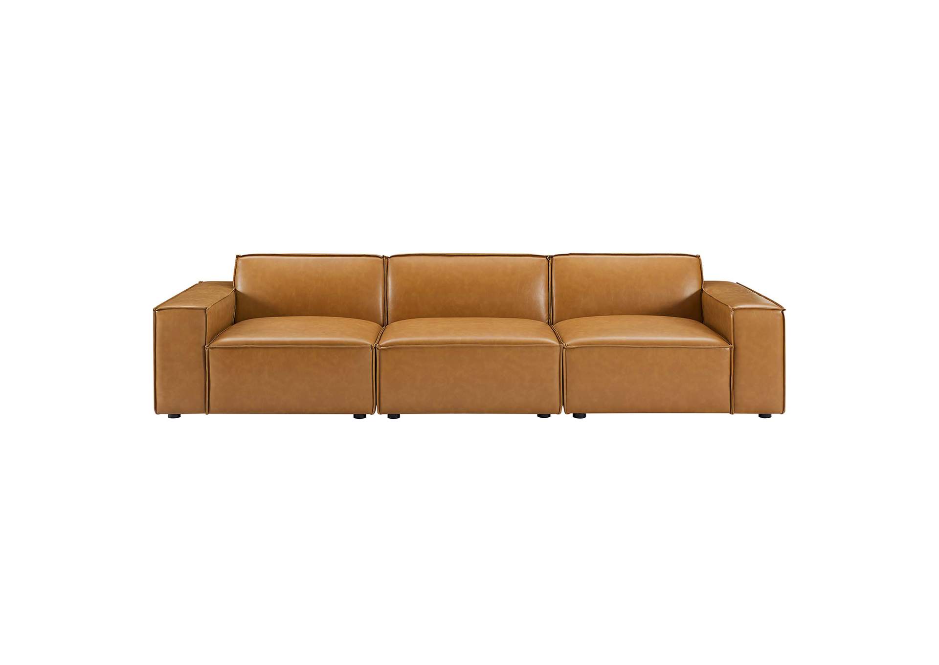 Tan Restore Vegan Leather 3-Piece Sofa,Modway
