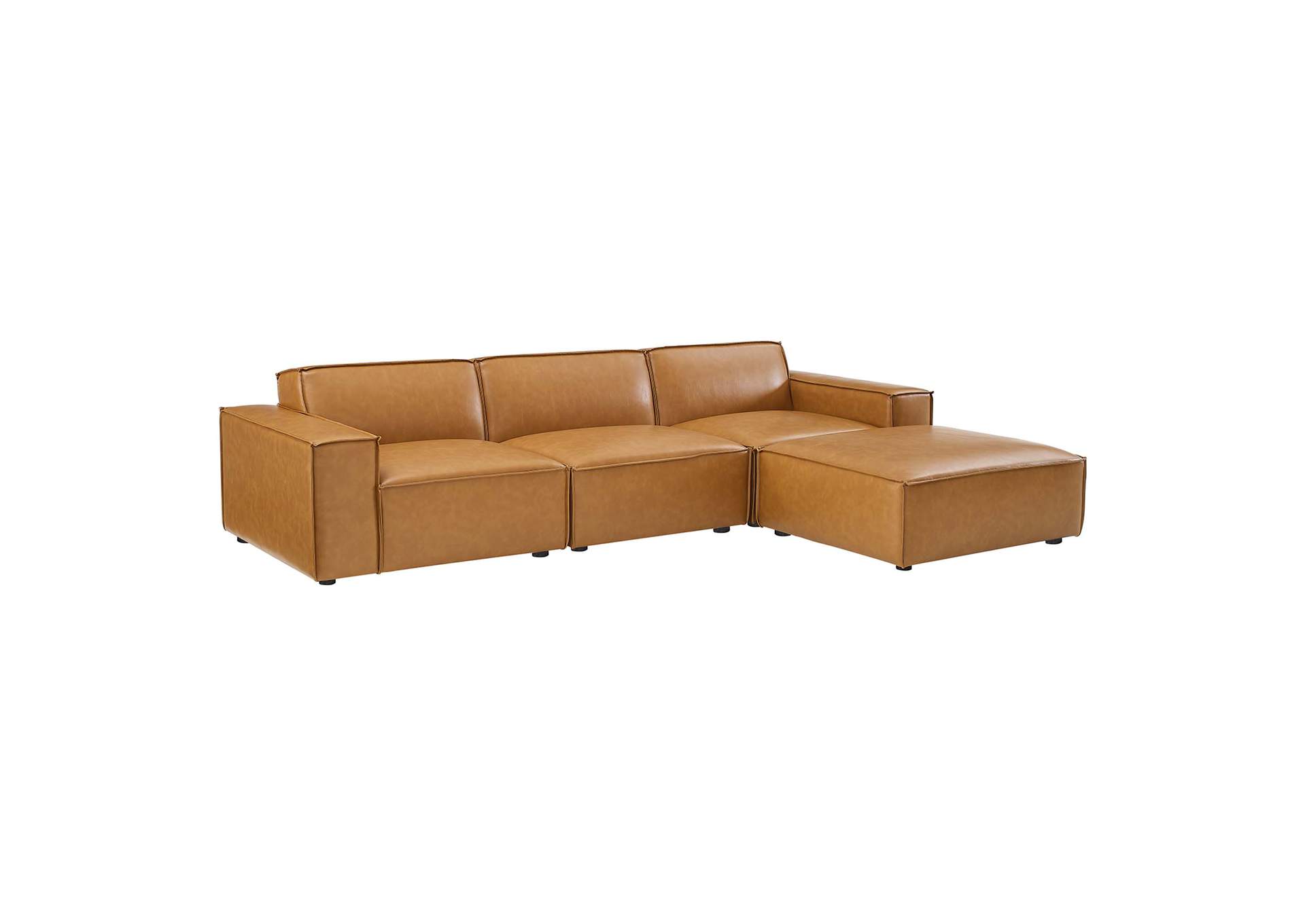 Tan Restore 4-Piece Vegan Leather Sectional Sofa,Modway