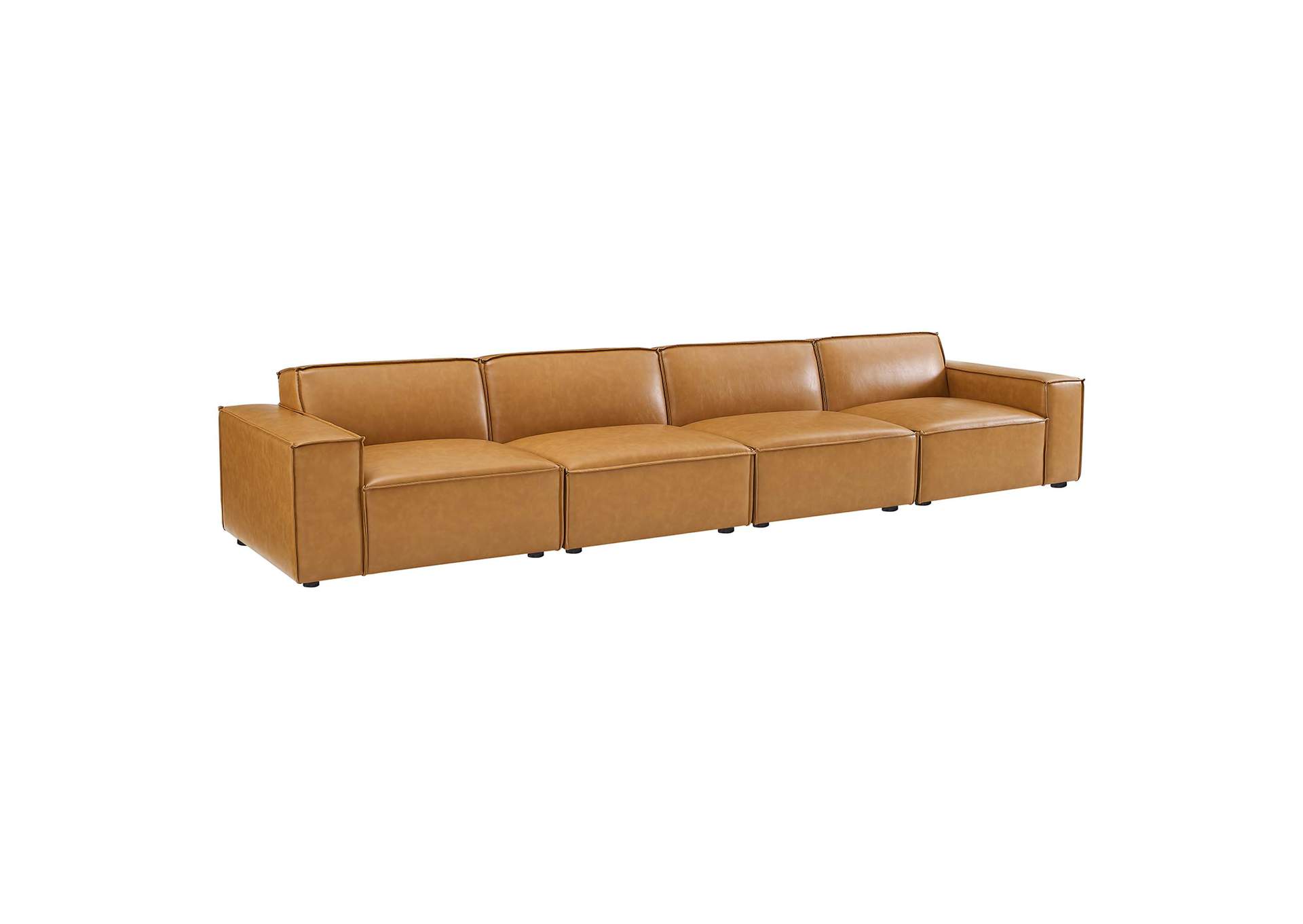 Tan Restore Vegan Leather 4-Piece Sofa,Modway