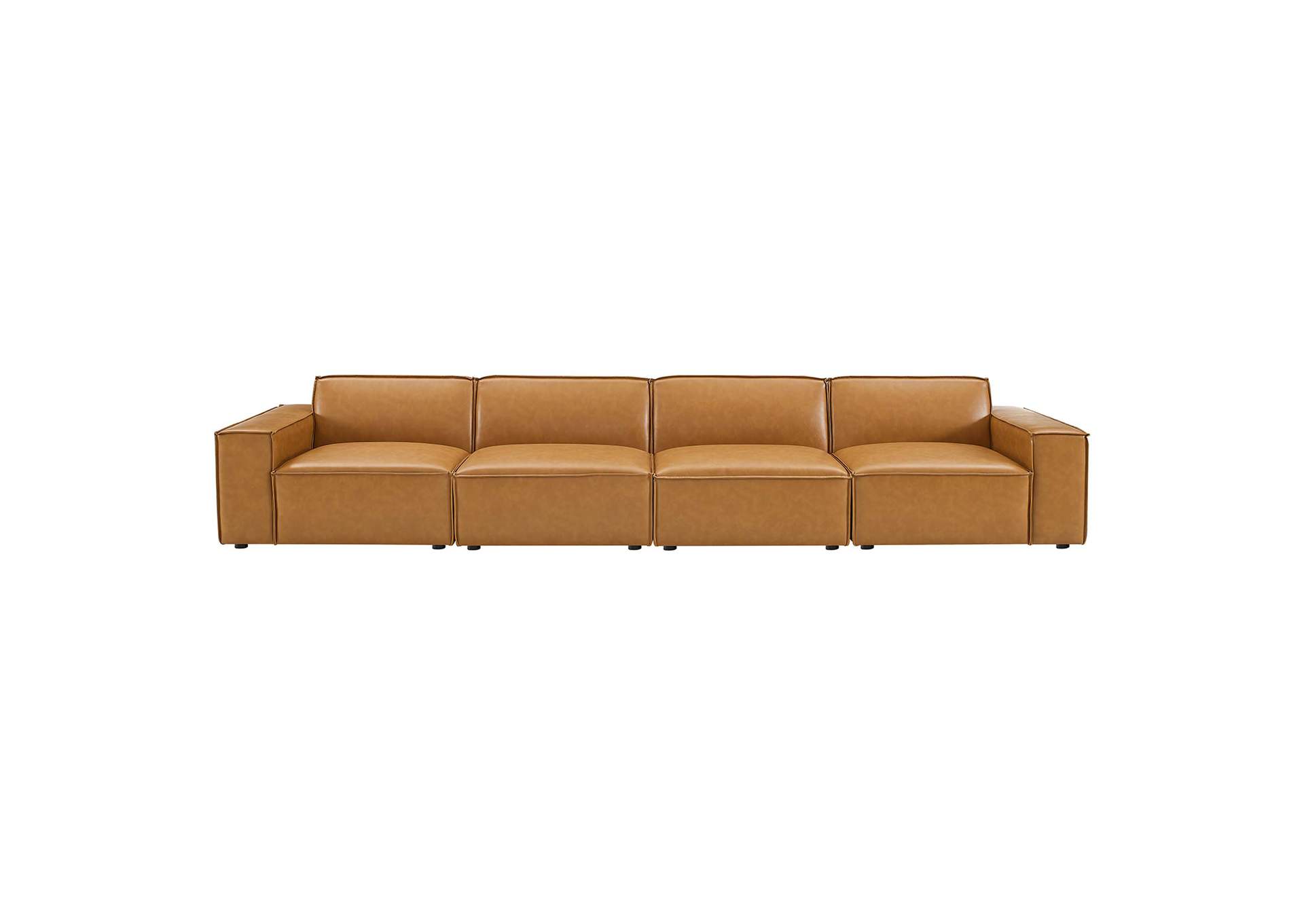 Tan Restore Vegan Leather 4-Piece Sofa,Modway