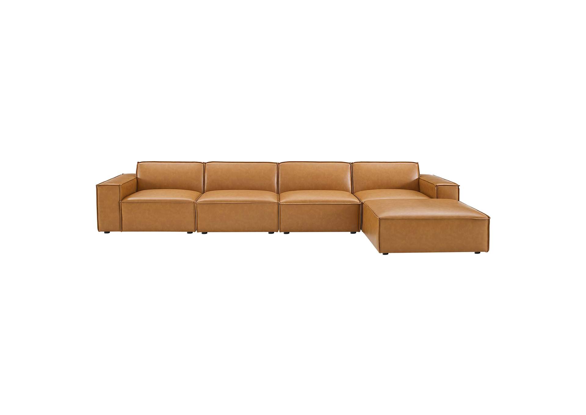 Tan Restore 5-Piece Vegan Leather Sectional Sofa,Modway