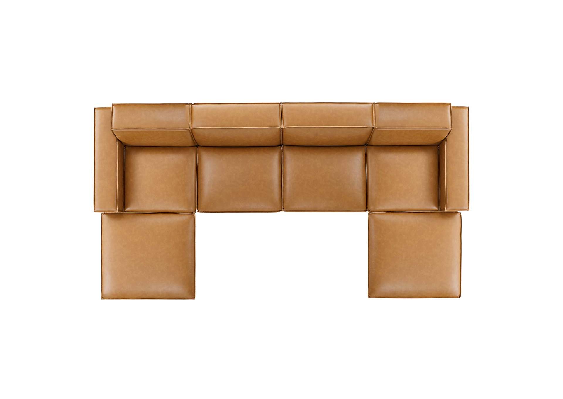 Tan Restore 6-Piece Vegan Leather Sectional Sofa,Modway