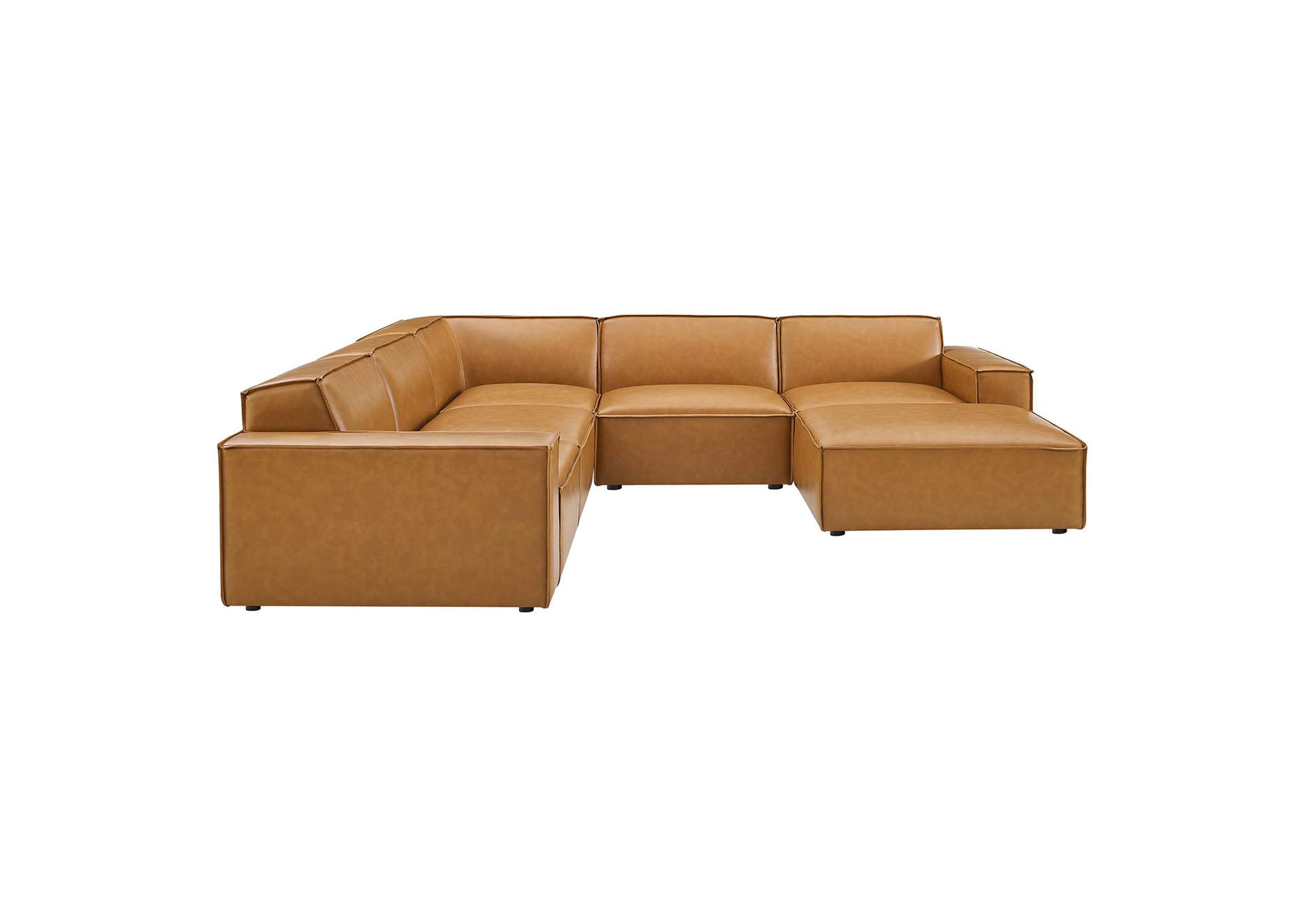 Tan Restore 6-Piece Vegan Leather Sectional Sofa,Modway