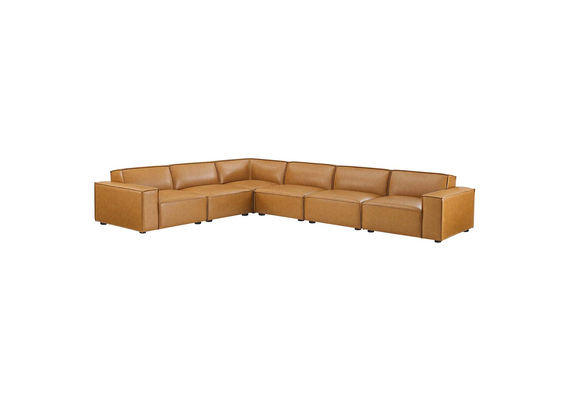 Tan Restore 6-Piece Vegan Leather Sectional Sofa,Modway